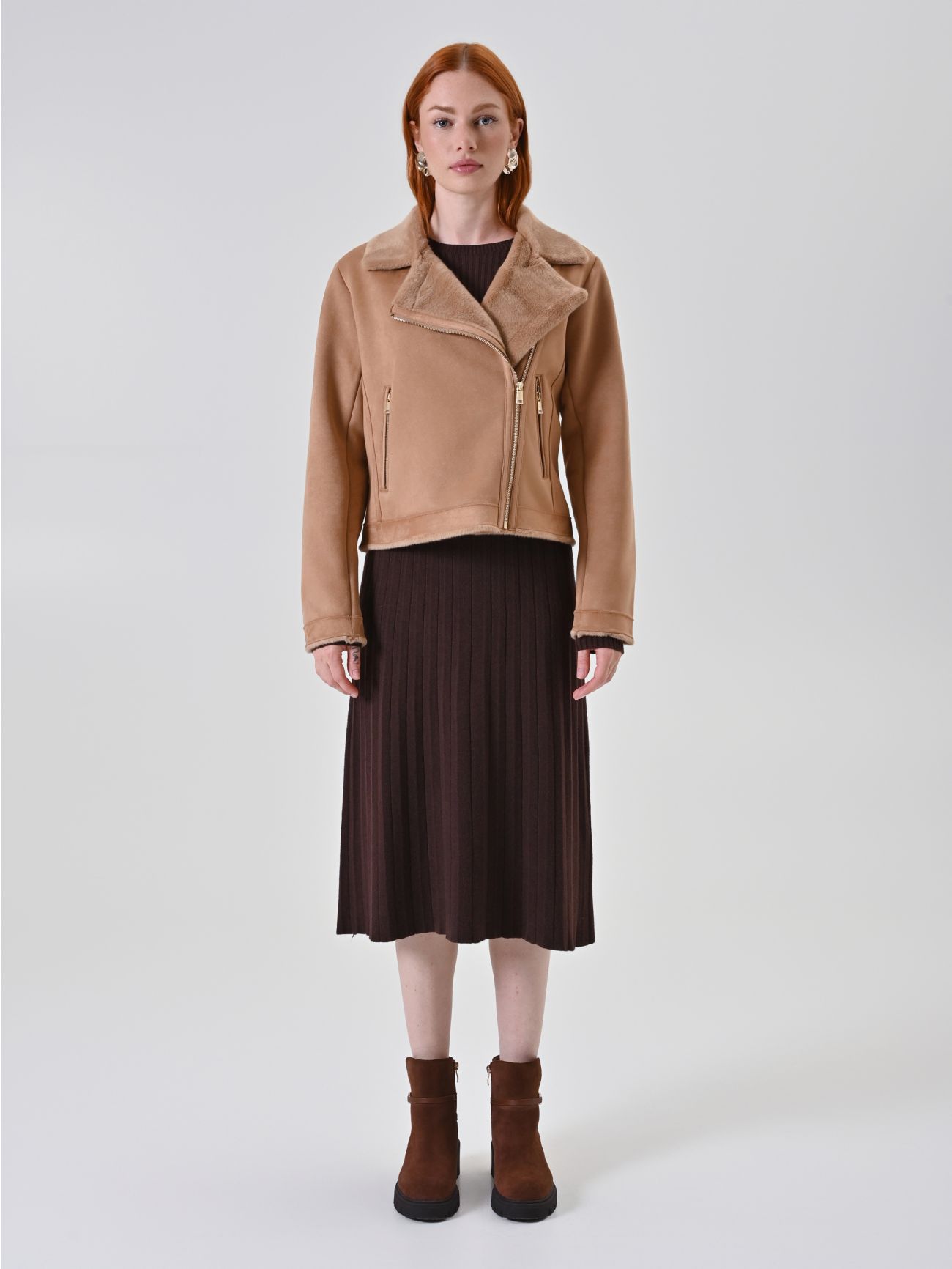 Giacca effetto Montone Beige det_1