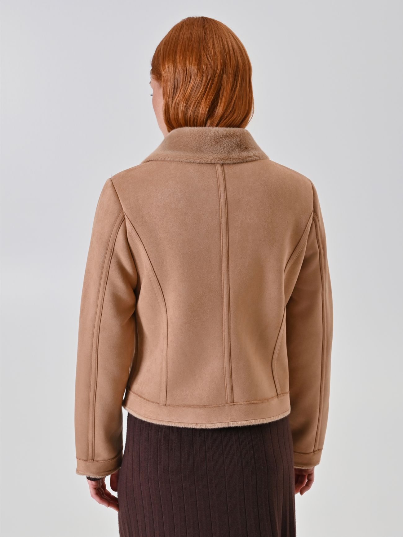 Giacca effetto Montone Beige det_3