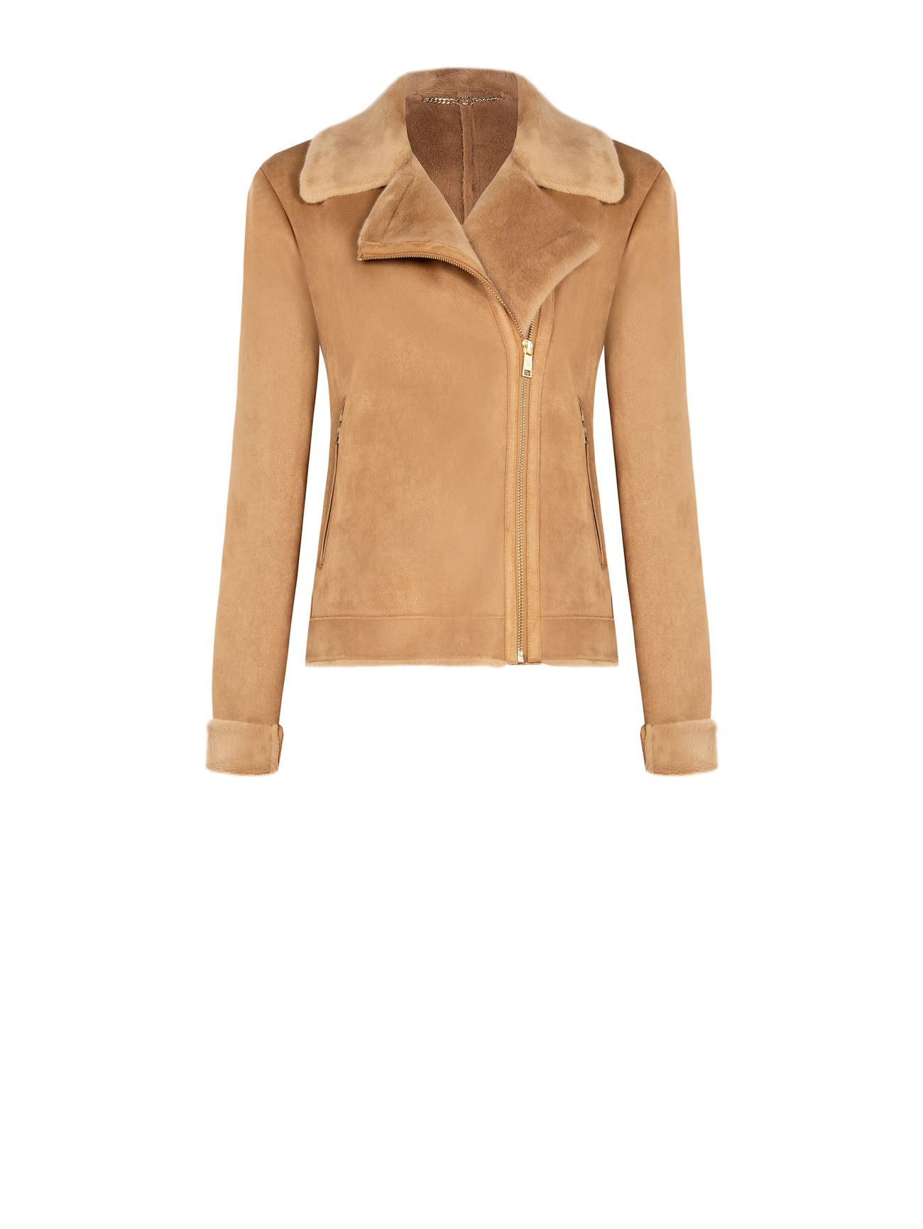 Giacca effetto Montone Beige det_4