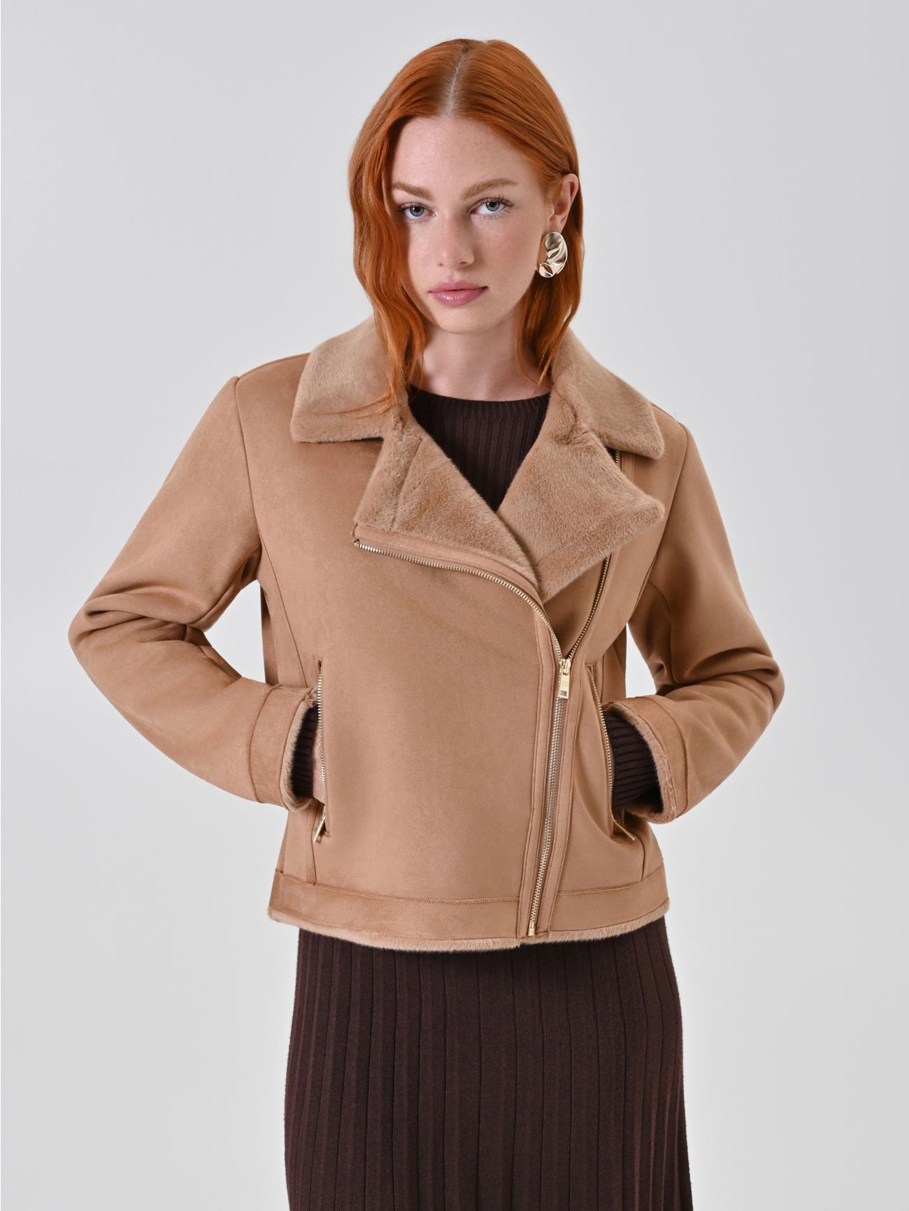 Giacca effetto Montone Beige in_i7