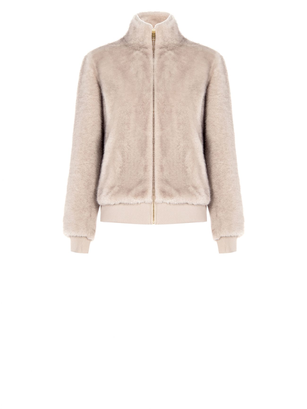 Hellgraue Bomberjacke aus Webpelz det_4