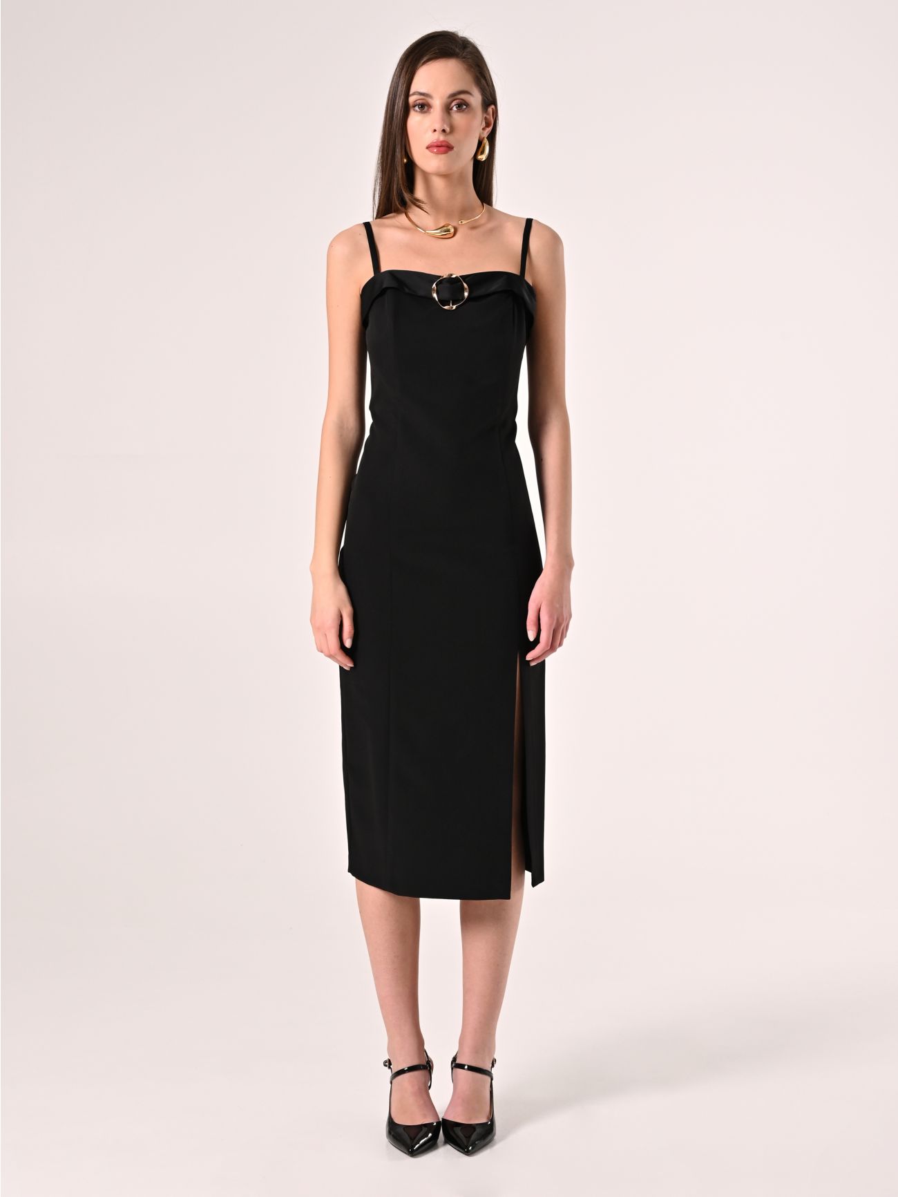 Midi Black Sheath Dress det_1