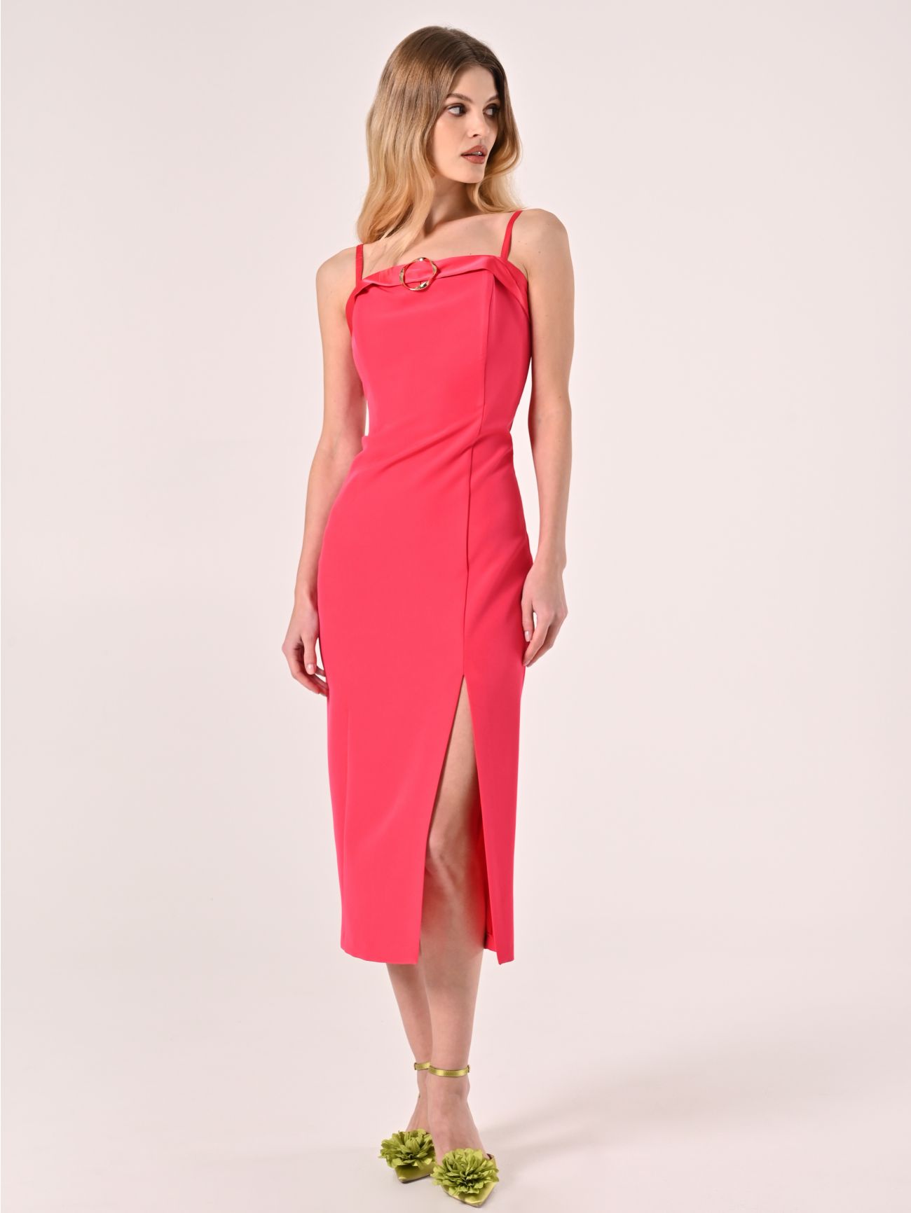 Tubino Midi Fuxia con dettaglio Gioiello in_i7