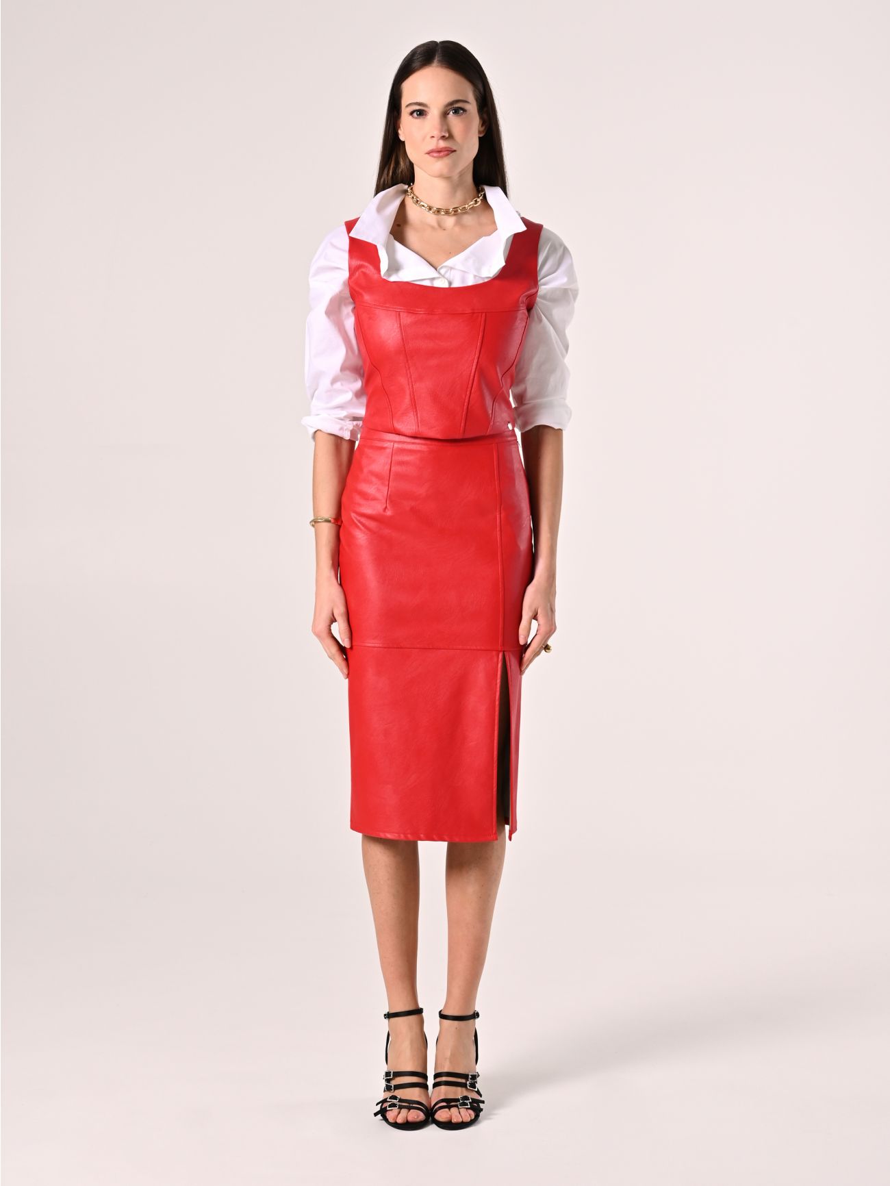 Haut en simili-cuir rouge det_1