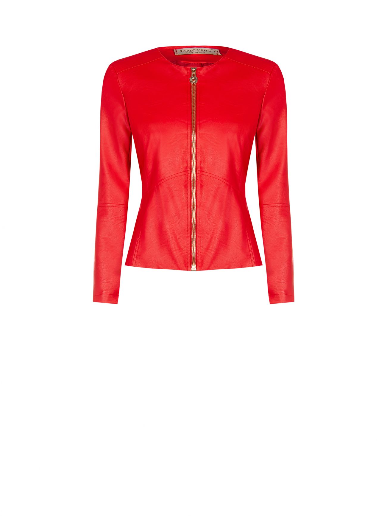 Red Faux-Leather Jacket det_4