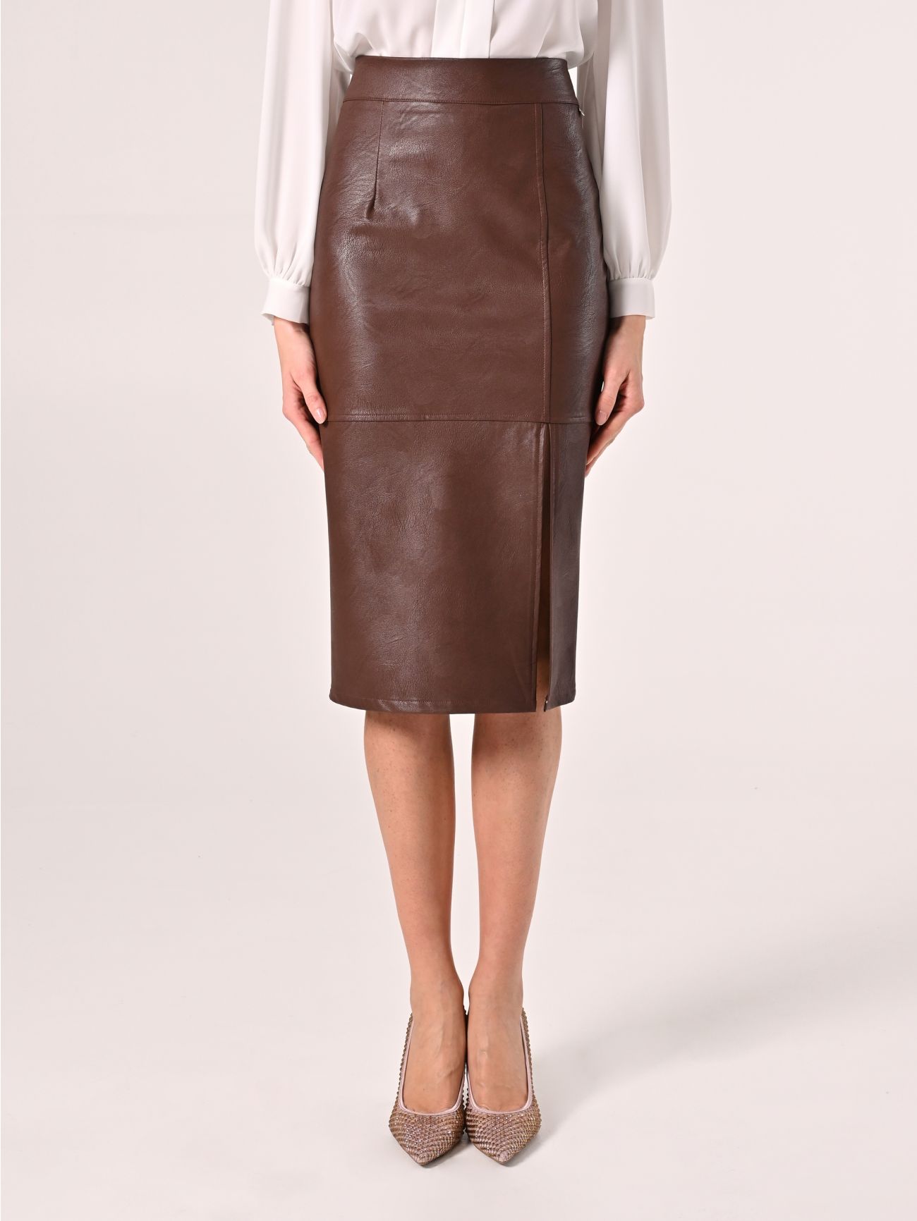 Brown Faux Leather Jacket det_2