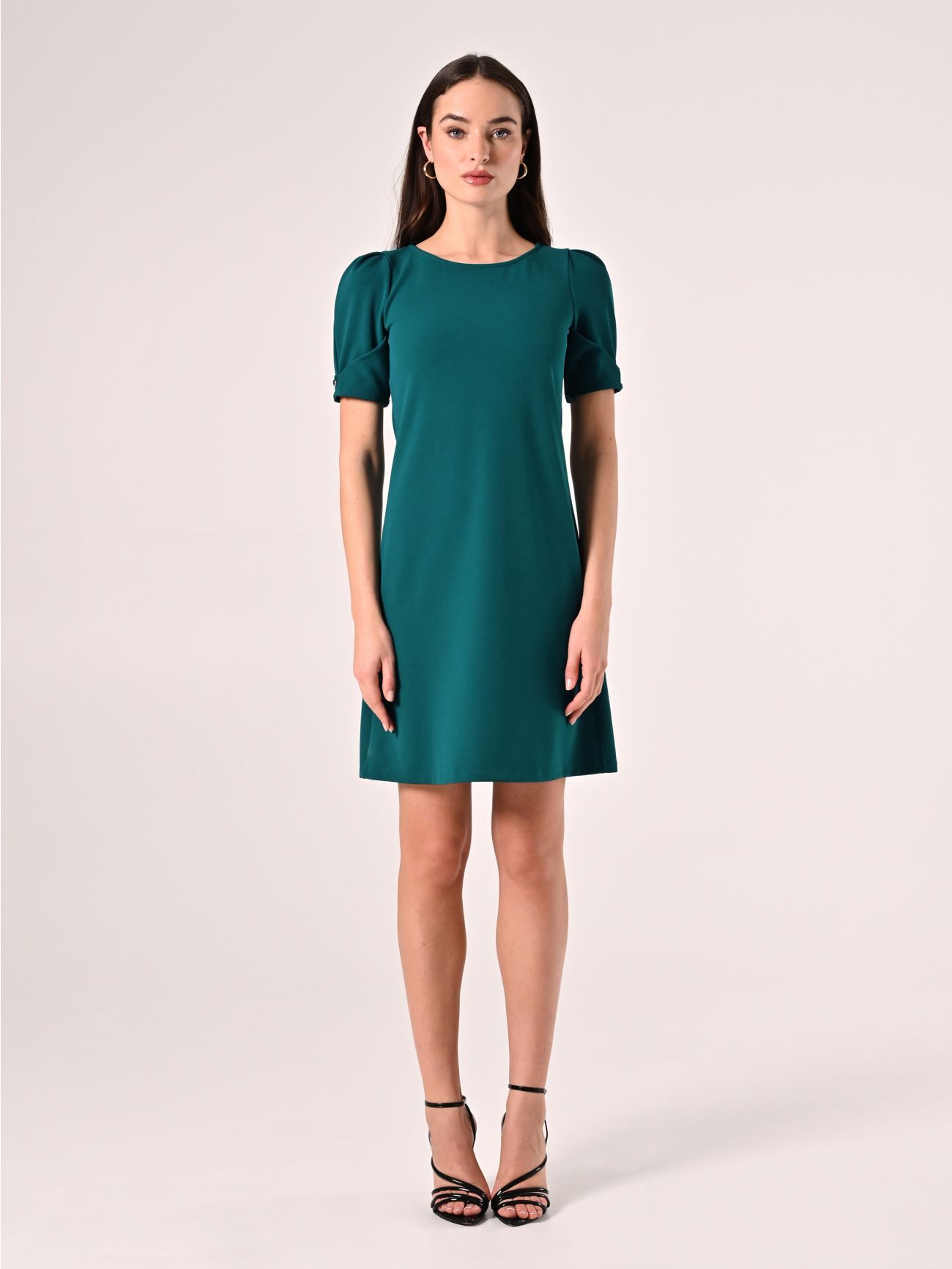 Vestido en «A» verde realeza det_1