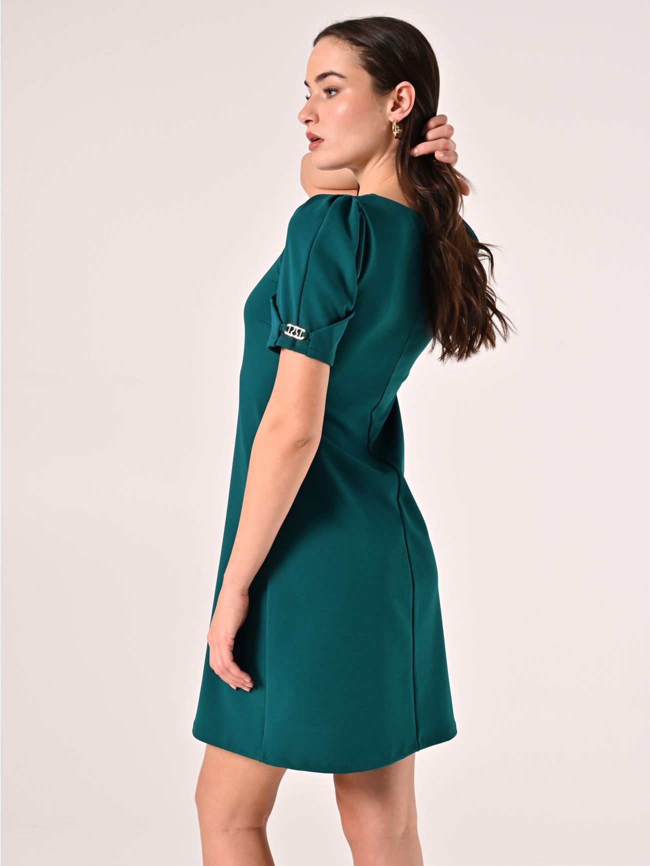 Vestido en «A» verde realeza det_3