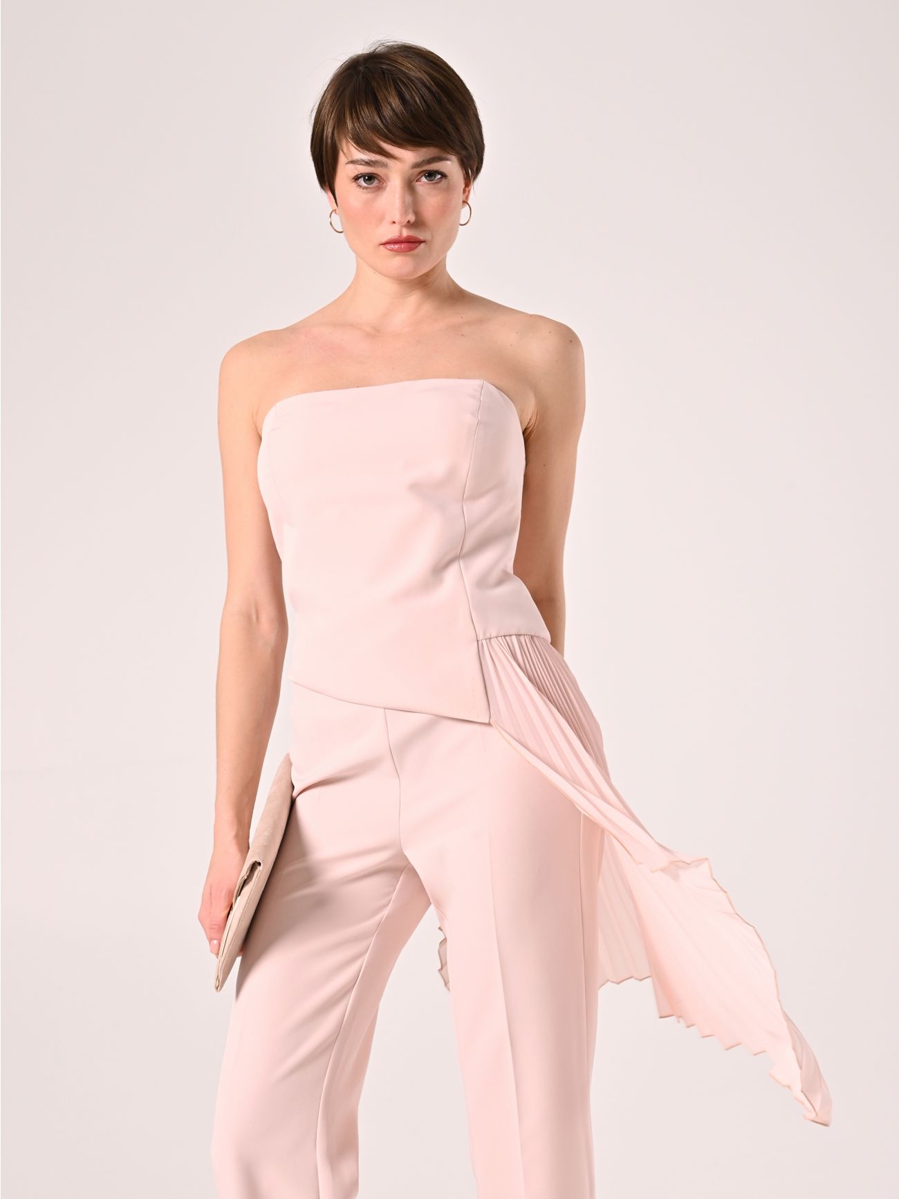 Pale Pink Pleated Jumpsuit  Rinascimento