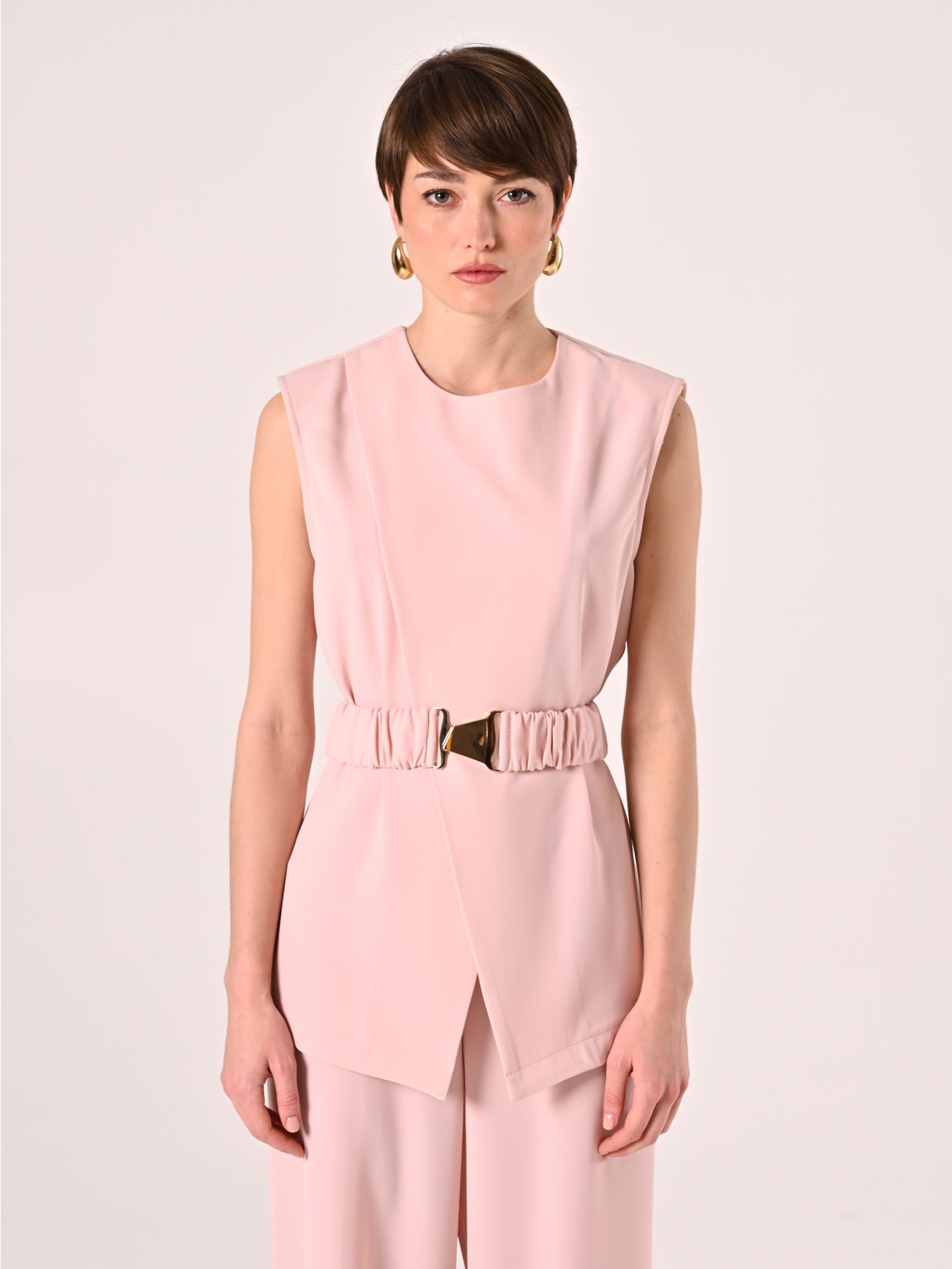 Bluse aus Cady in Rosa det_2