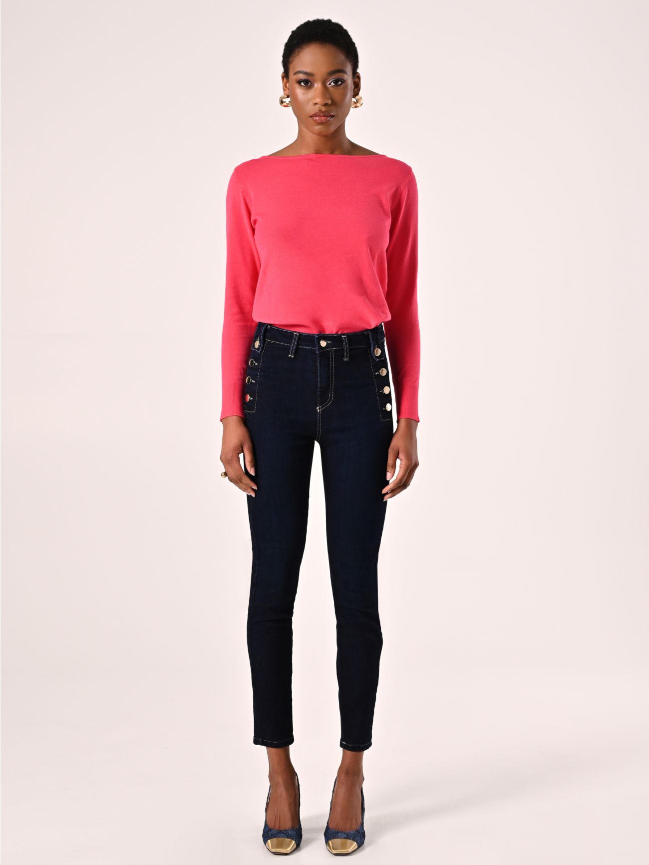 Blue Skinny Jeans with Buttons det_1