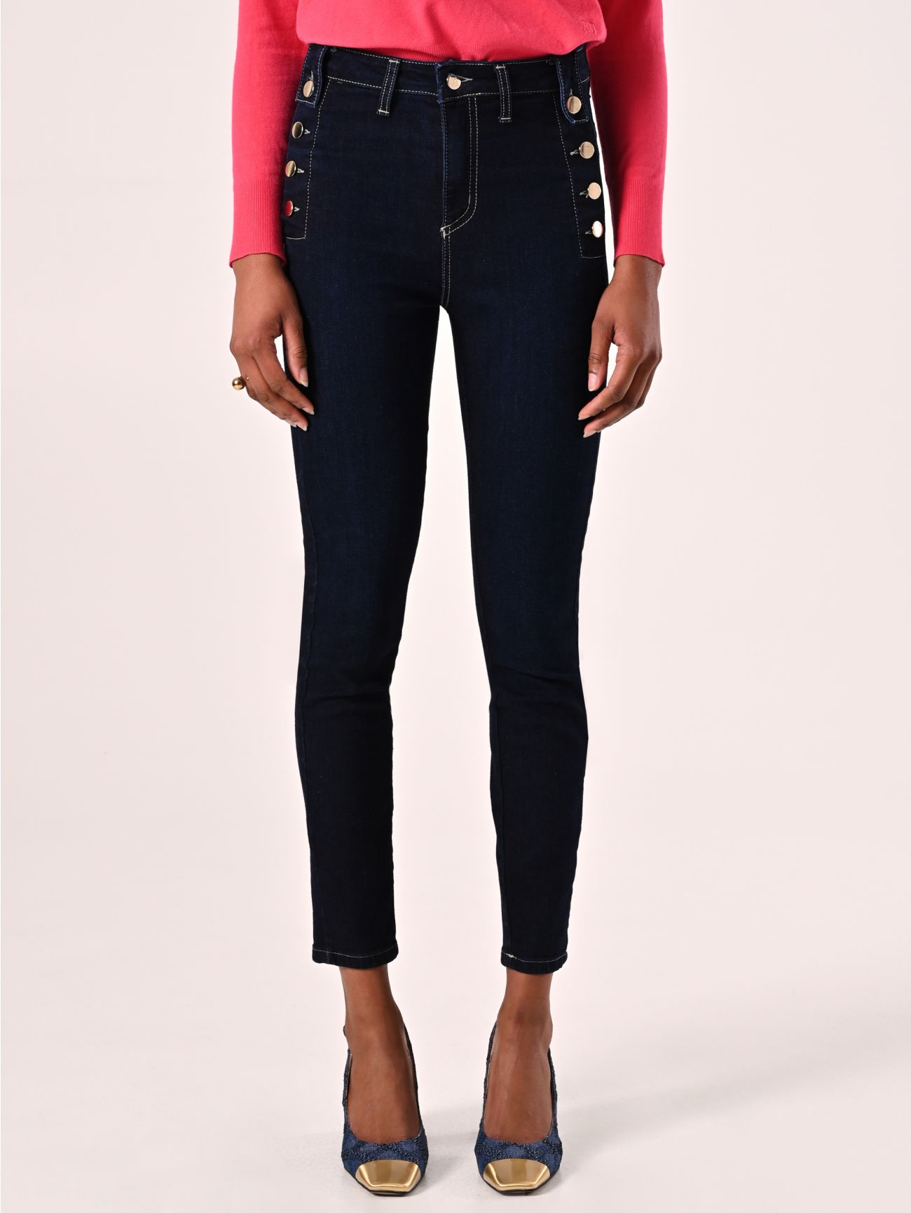 Blue Skinny Jeans with Buttons det_2