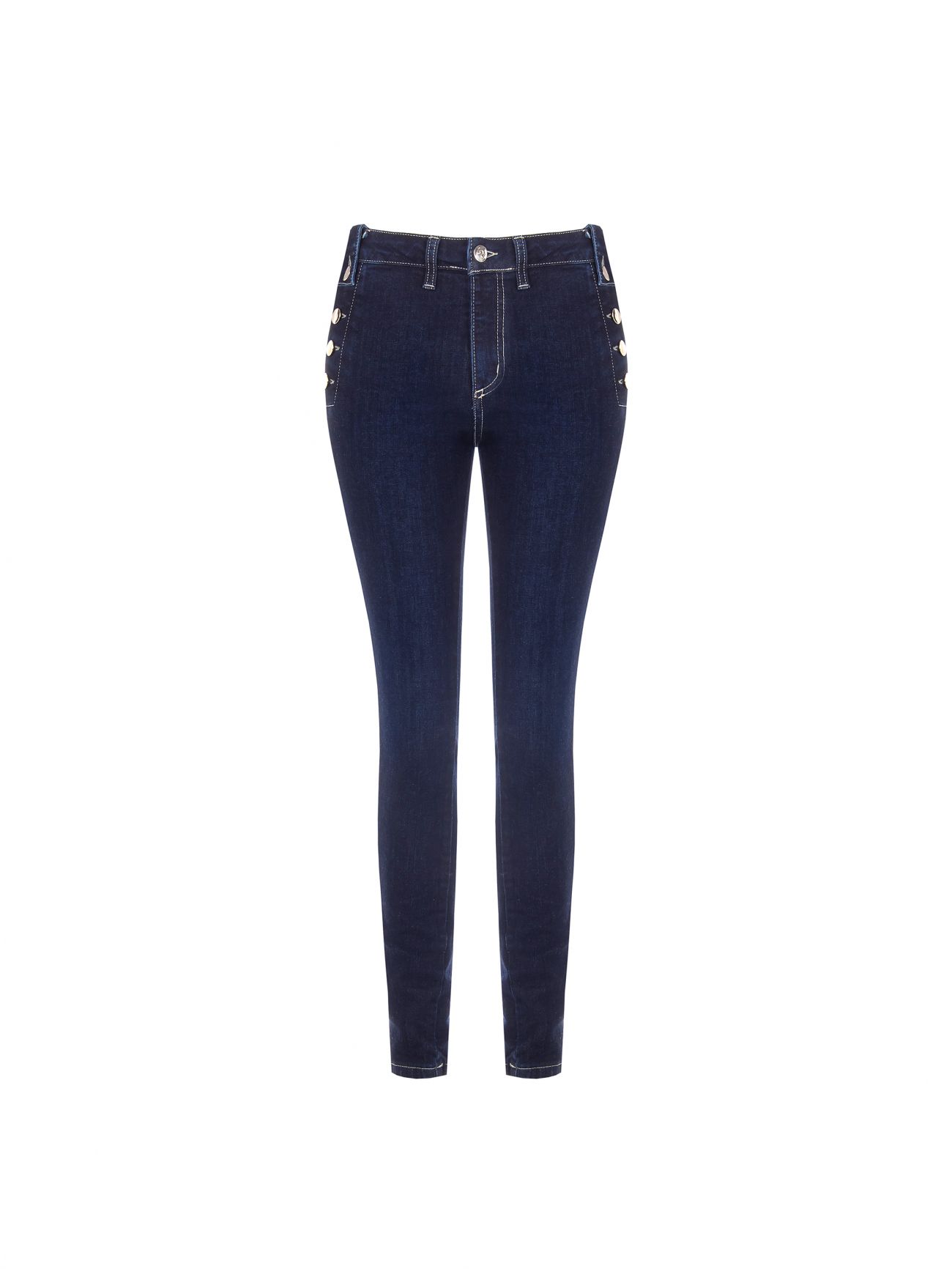 Blue Skinny Jeans with Buttons det_4