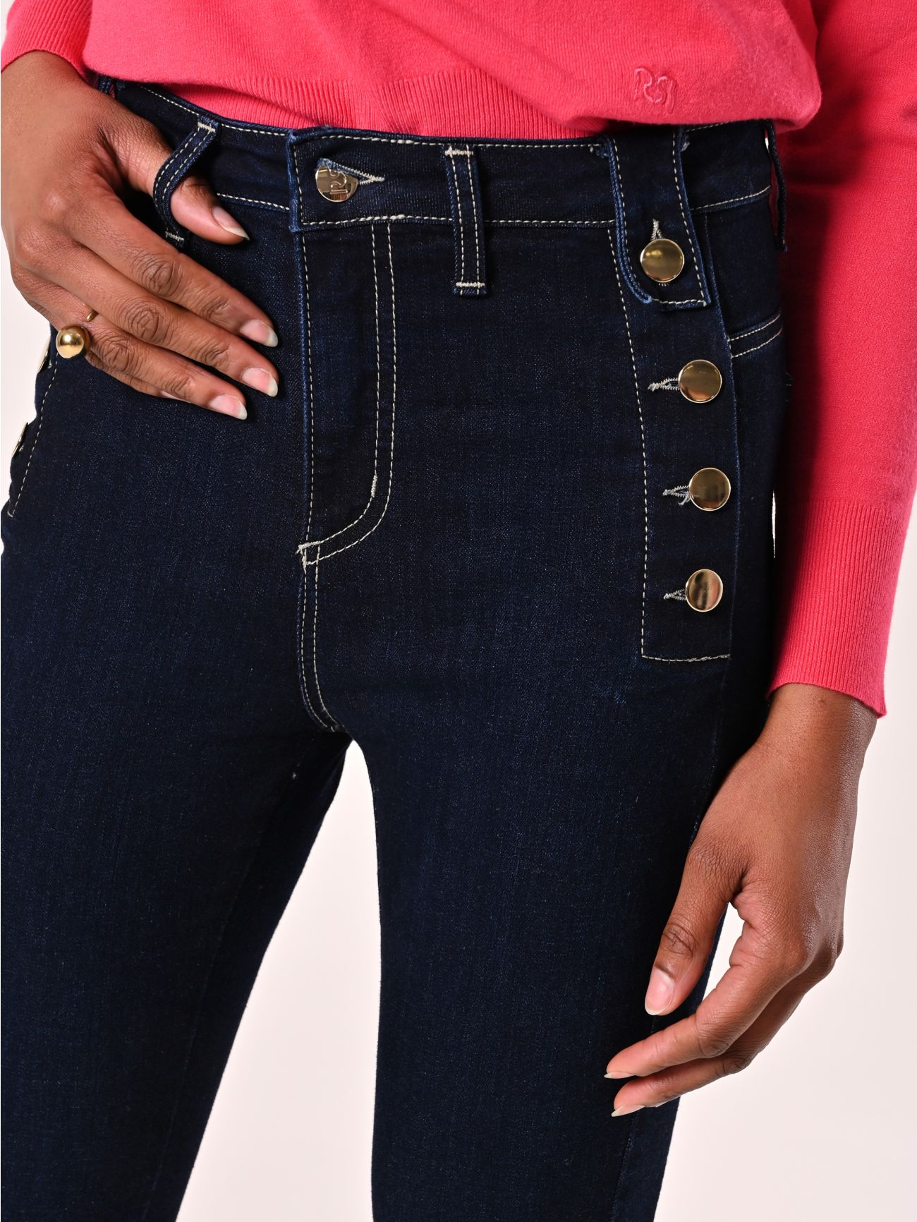 Blue Skinny Jeans with Buttons in_i5