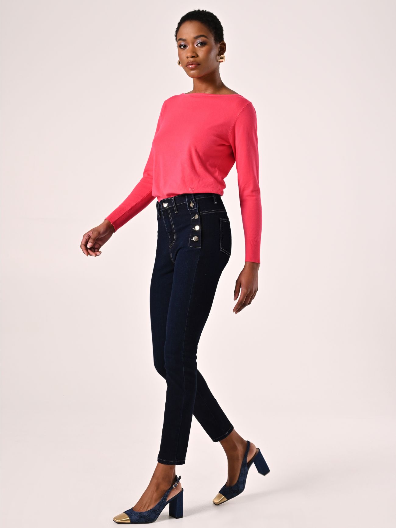 Blue Skinny Jeans with Buttons in_i7