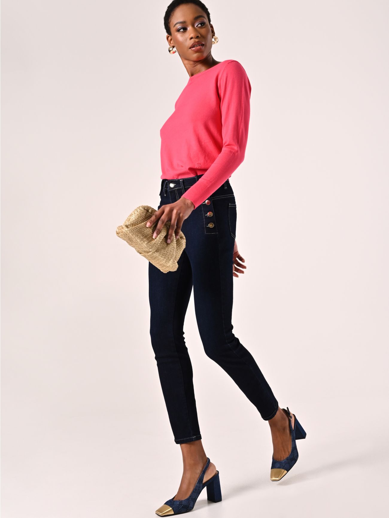 Blue Skinny Jeans with Buttons sp_e1