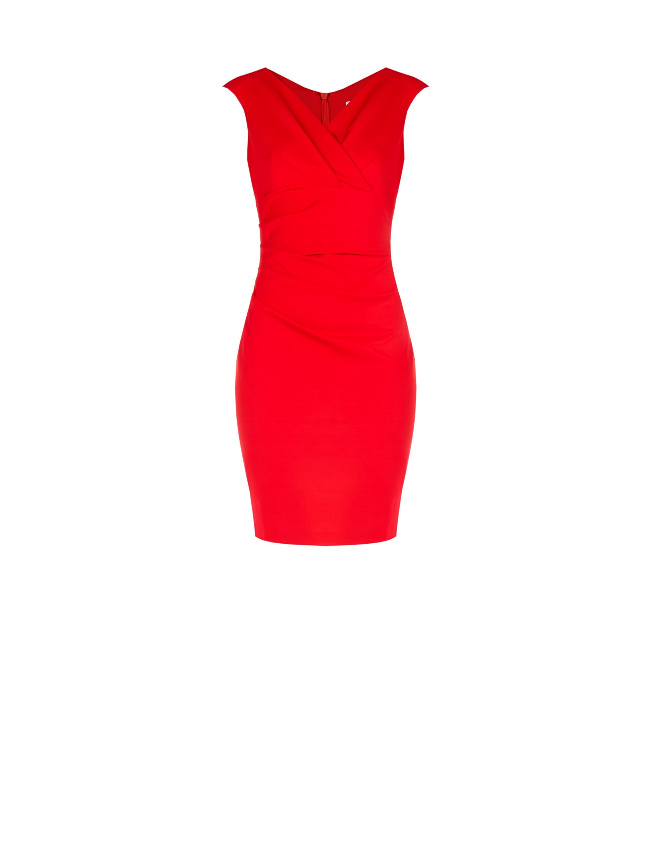 Red Sheath Dress with Crossover Neckline det_4
