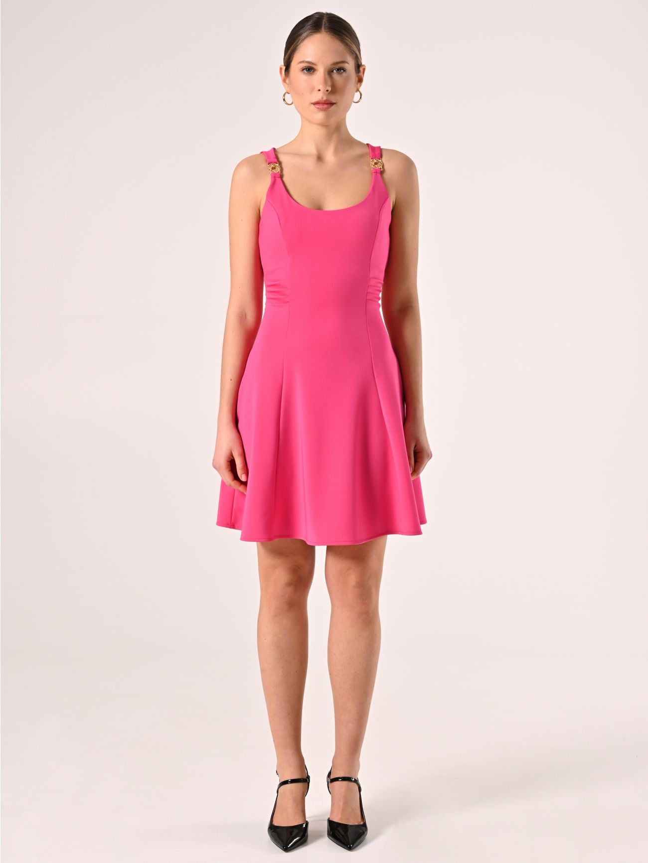 Fuchsia Flared Dress with Jewelled Straps det_1