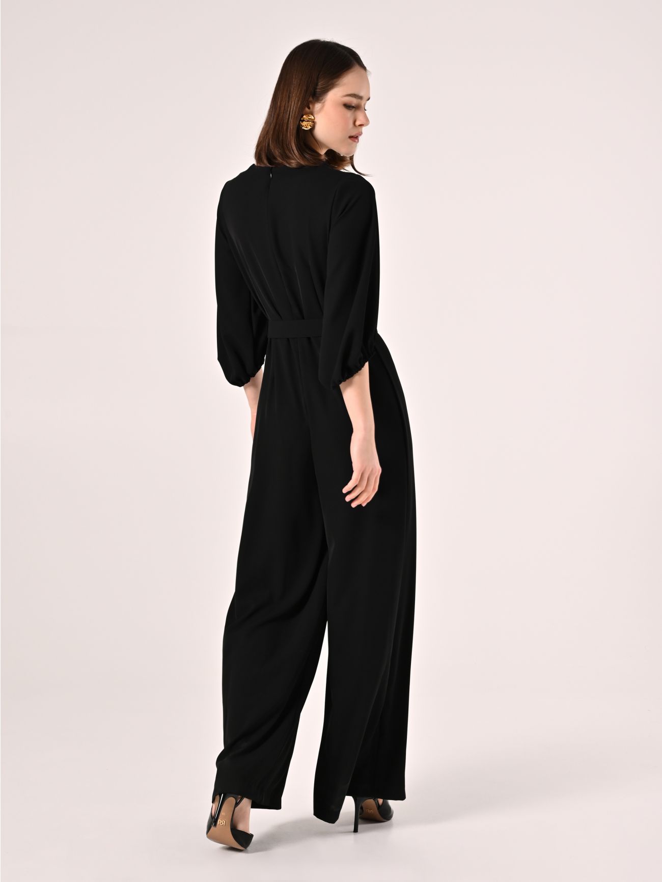 Black Jumpsuit with Monogram Belt det_3