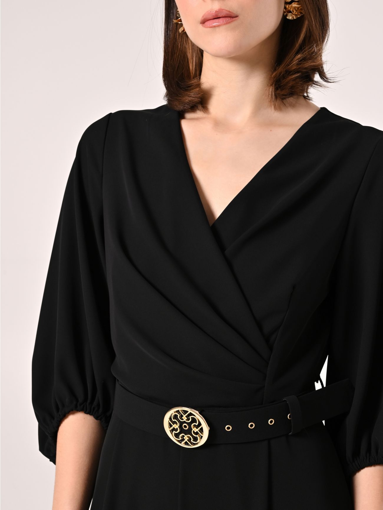 Black Jumpsuit with Monogram Belt in_i5