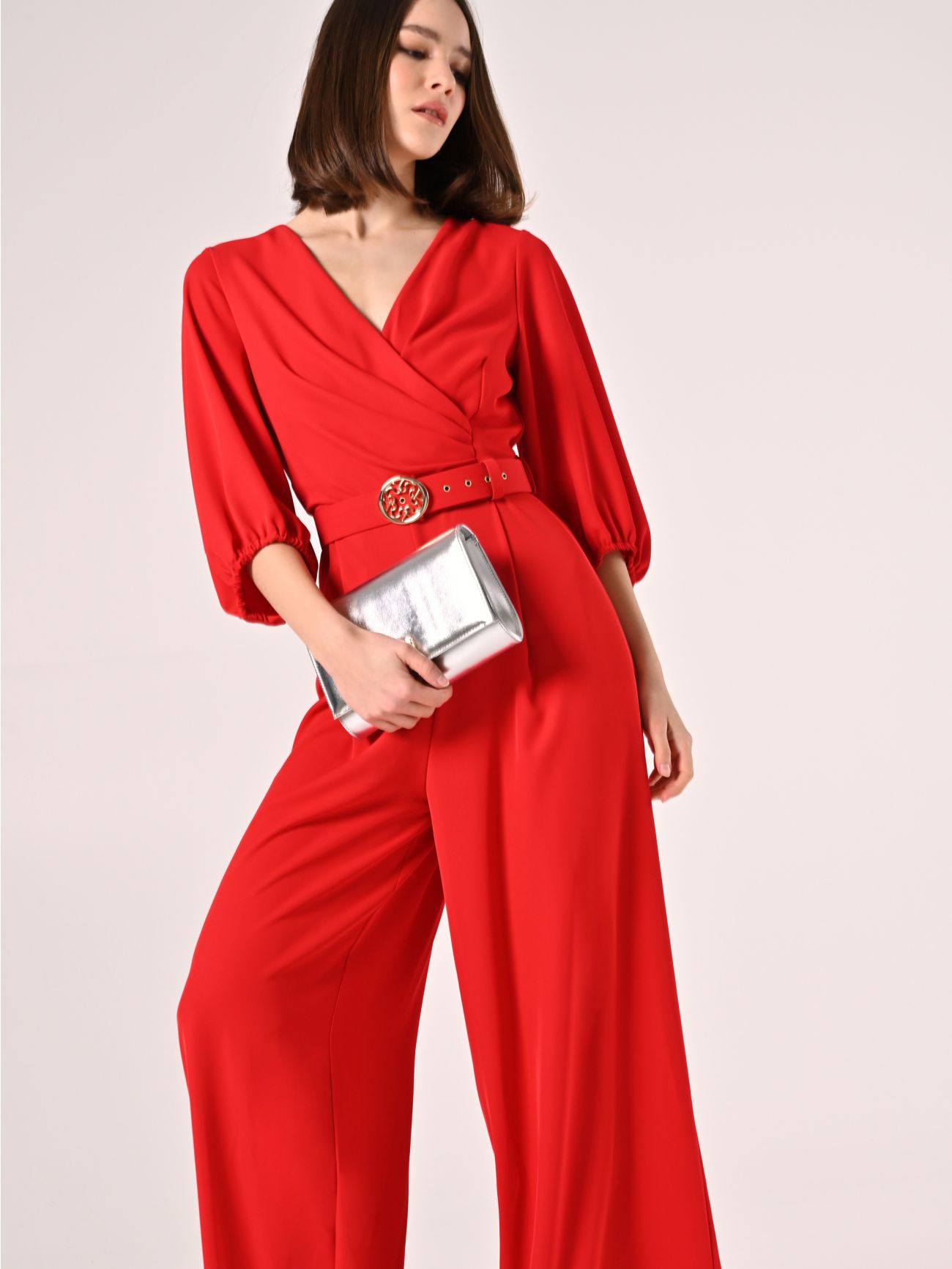 Combinaison rouge ceinture monogramme  Rinascimento