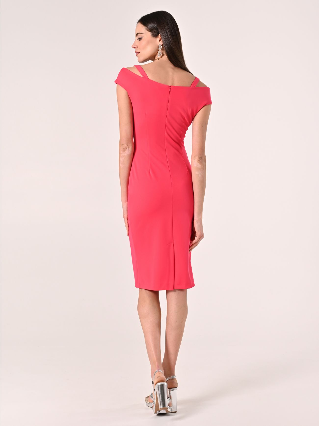 Gold Monogram Sheath Dress in Fuchsia det_3