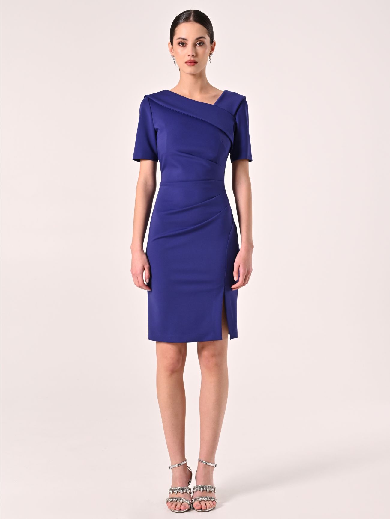 Blueberry Sheath Dress with Downturned Collar det_1