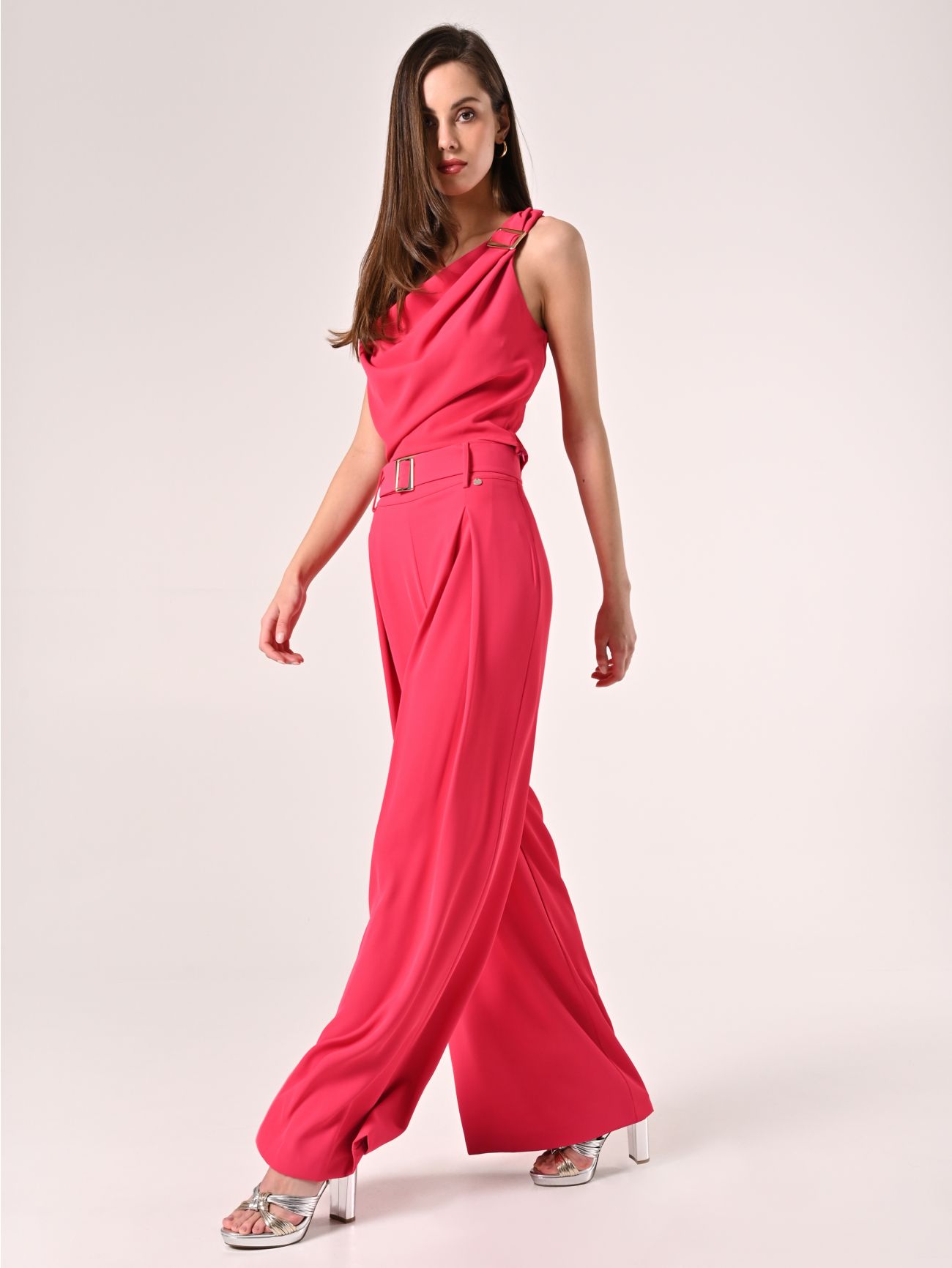 Pantaloni Fuxia con Cintura Fibbia Gold in_i7