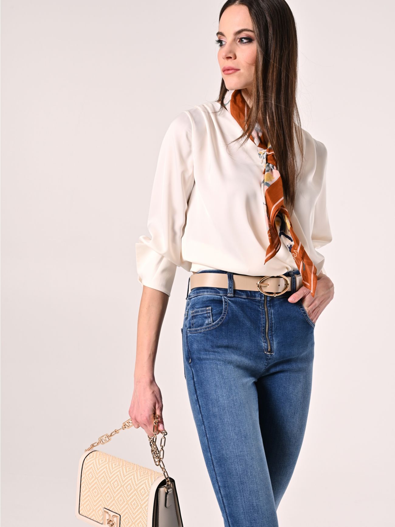 Bluse mit langen Ärmeln in Weiß  Rinascimento