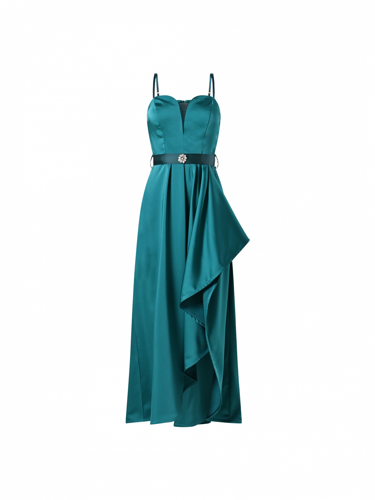Abito Lungo Raso Verde  det_4