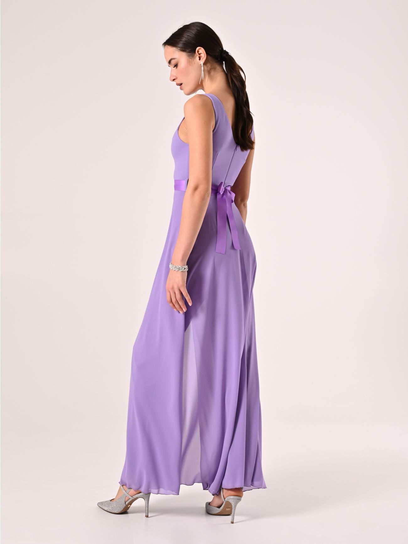 Combinaison couleur lavande avec ceinture bijou det_3