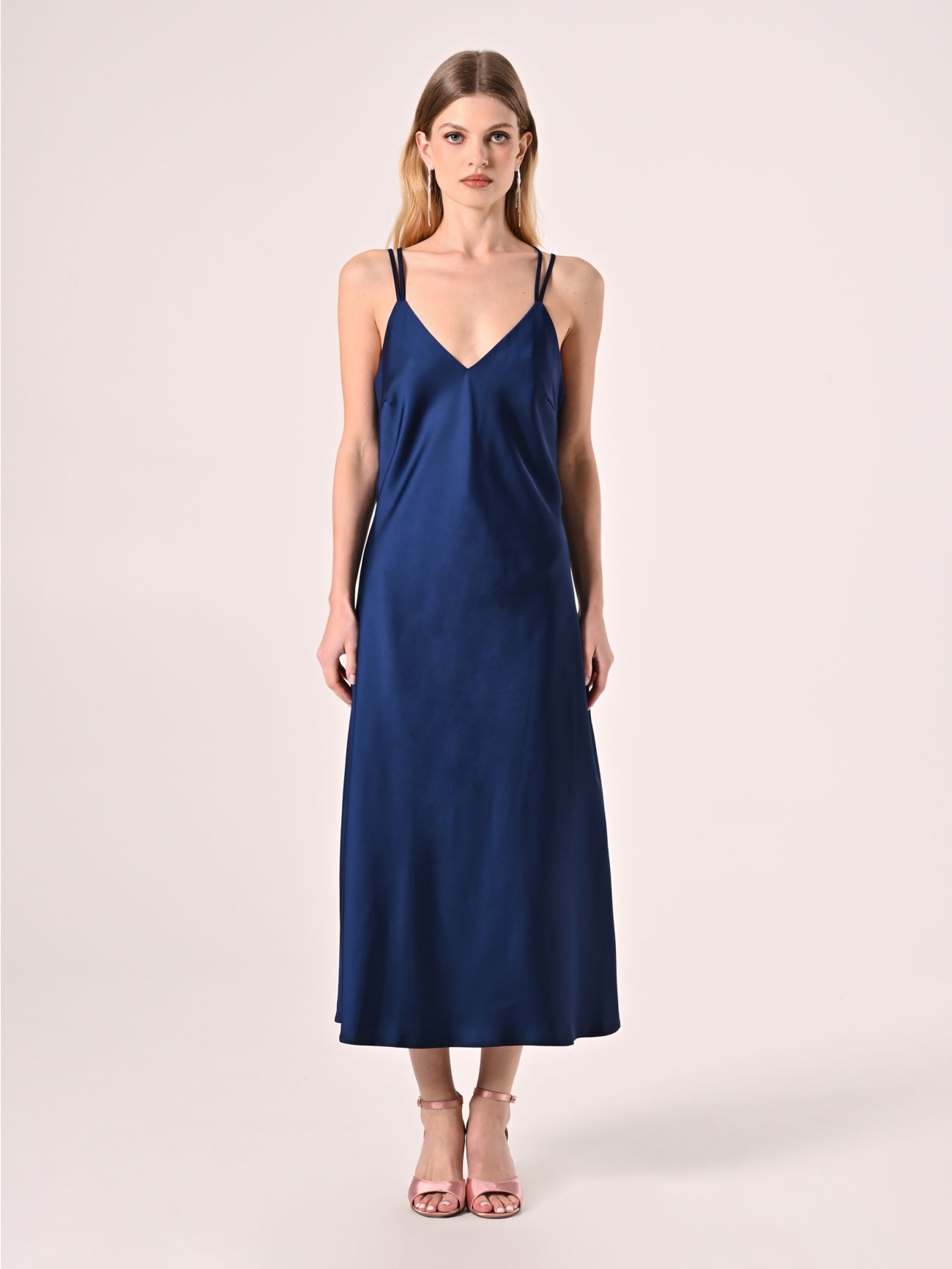 Abito Sottoveste in Raso Blu det_1