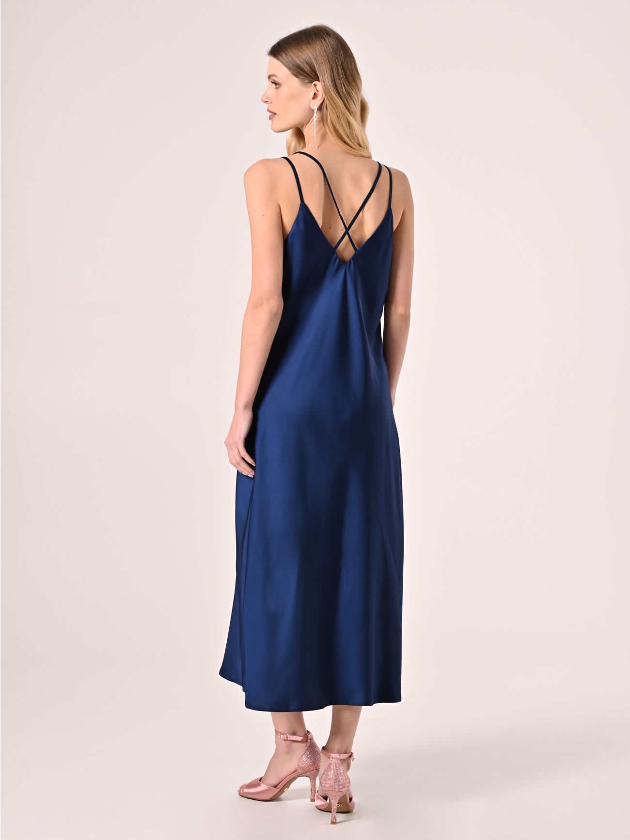 Abito Sottoveste in Raso Blu det_3