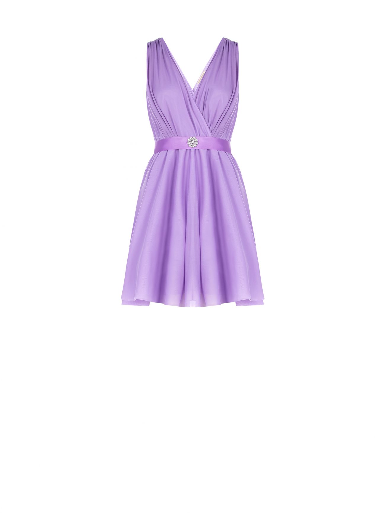 Abito Viola Lavanda con cinta Gioiello det_4