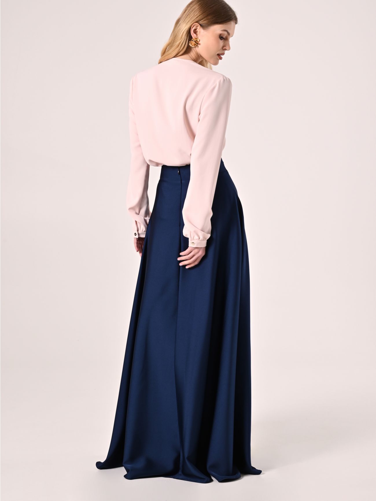 Blue Navy Satin Skirt det_3