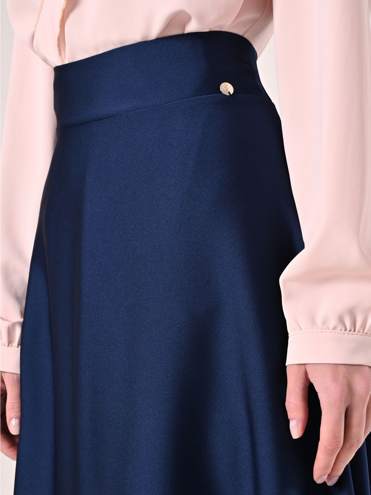Blue Navy Satin Skirt in_i5