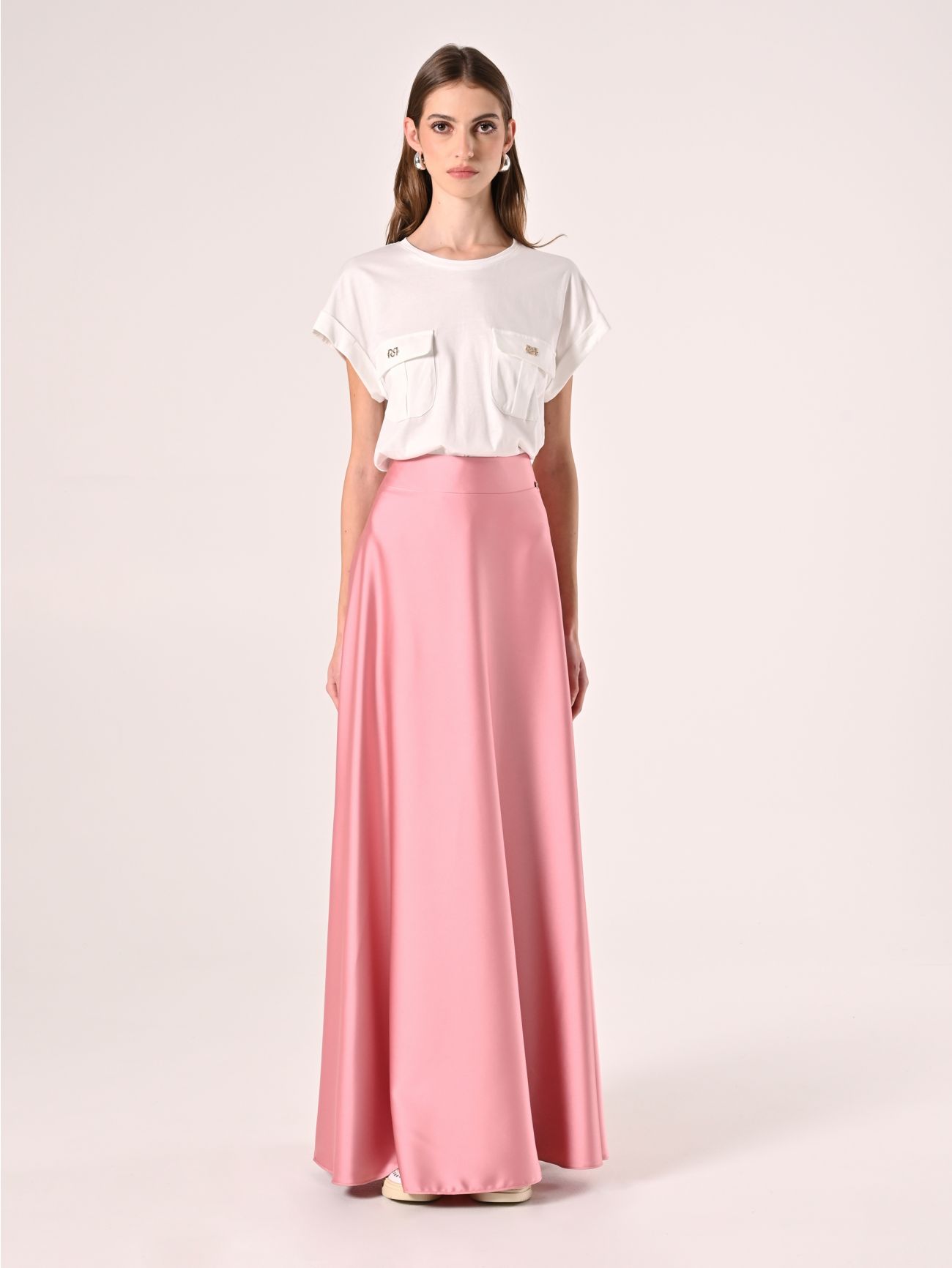 Pink Satin Skirt det_1