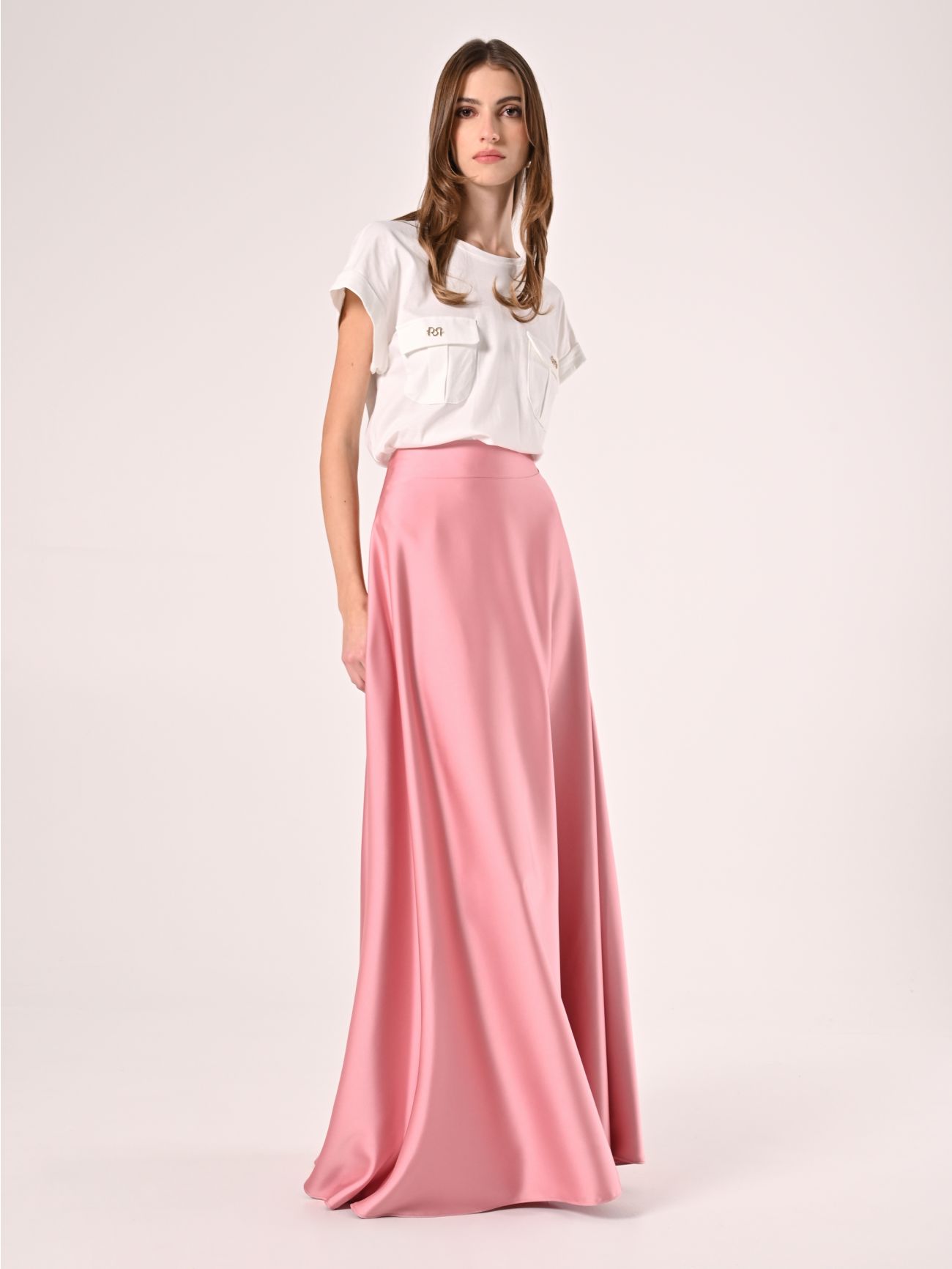 Pink Satin Skirt in_i7