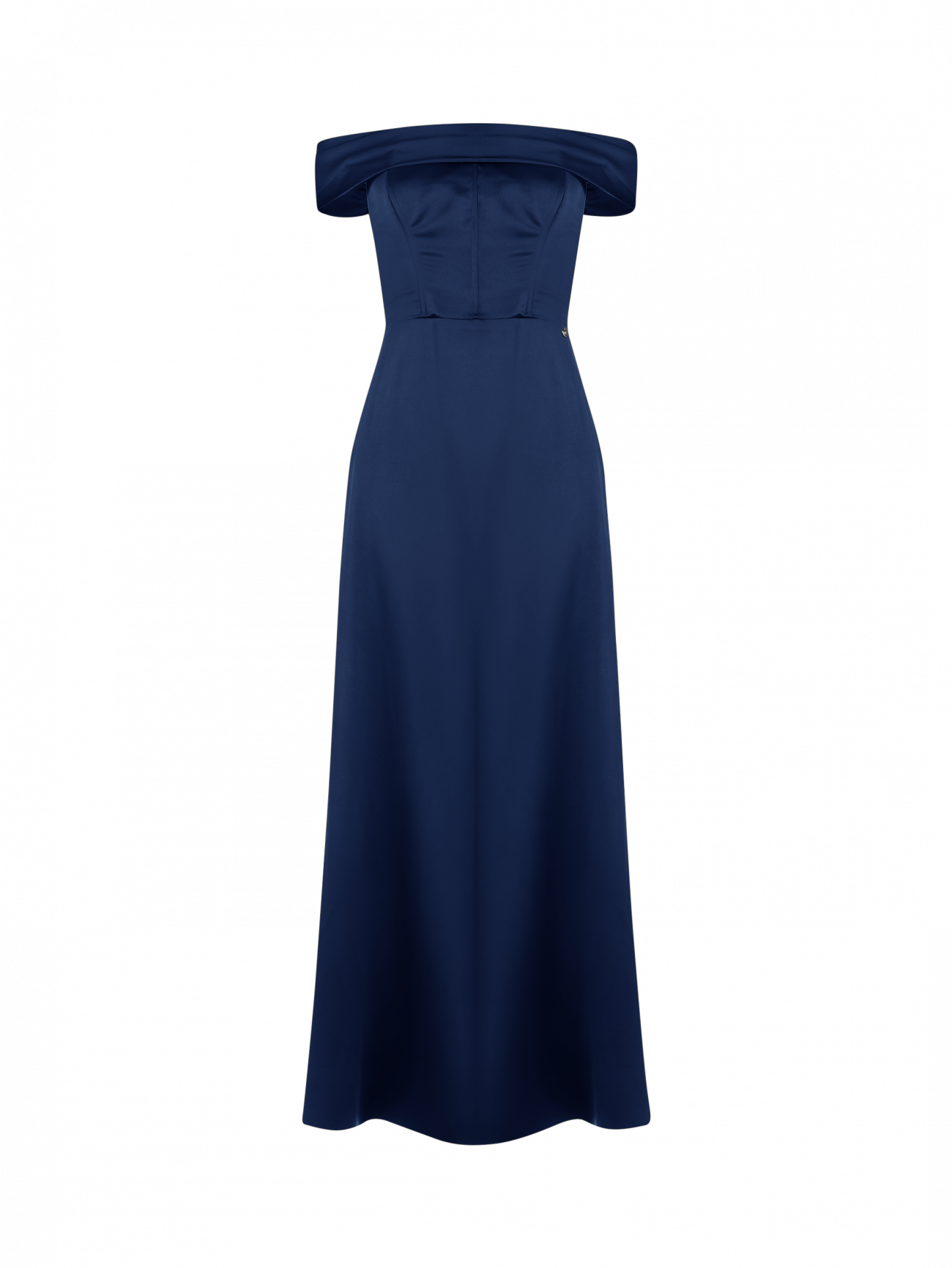 Long Off-the-Shoulders Dress in Navy Blue det_4