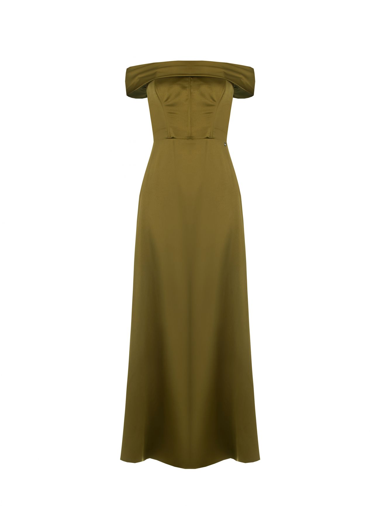 Long Off-the-Shoulders Dress in Military Green det_4