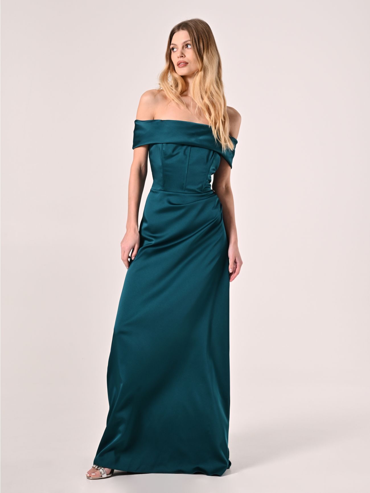 Abito Lungo off-the-shoulders Verde Reale in_i7