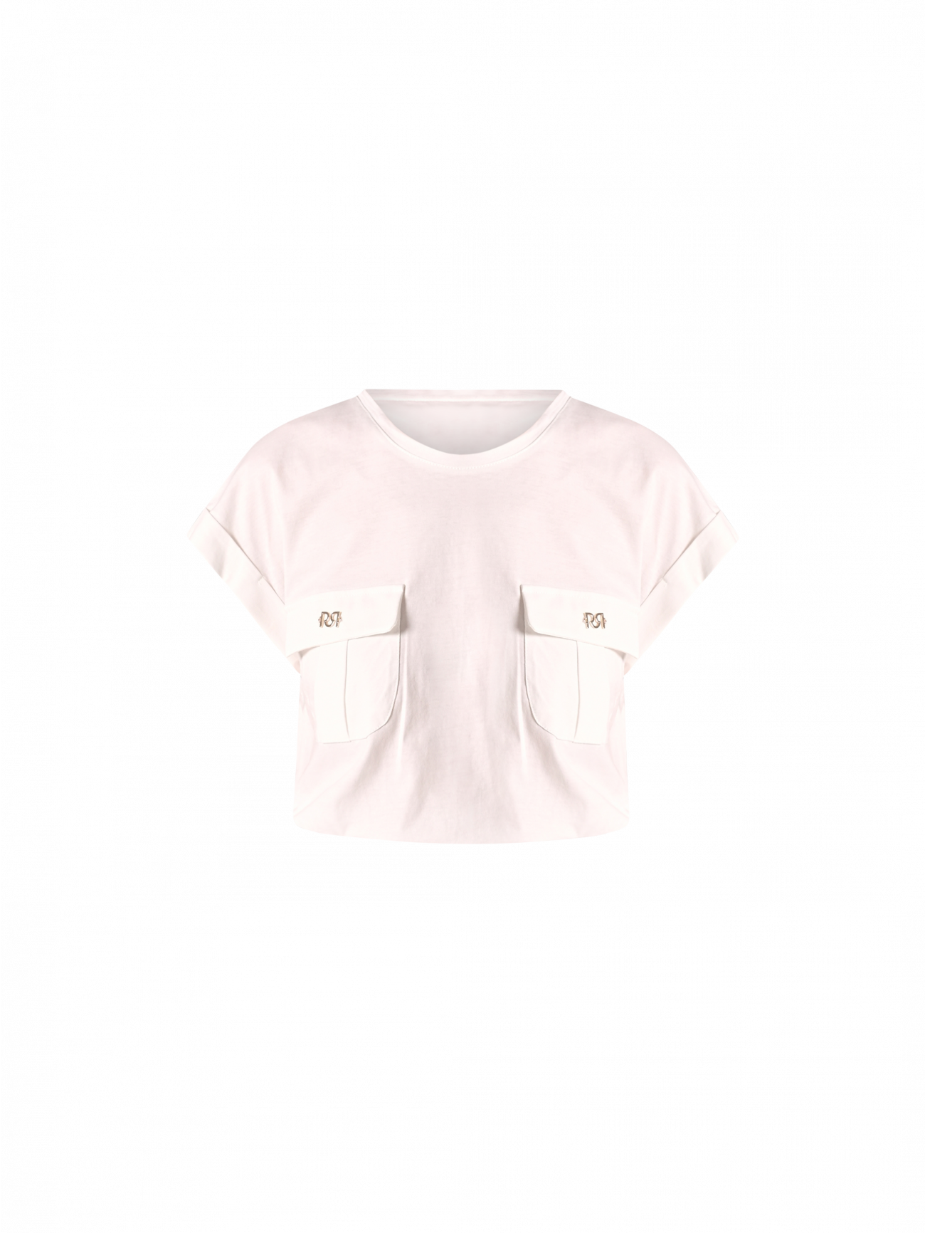 Weißes T-Shirt mit Utility-Taschen det_4