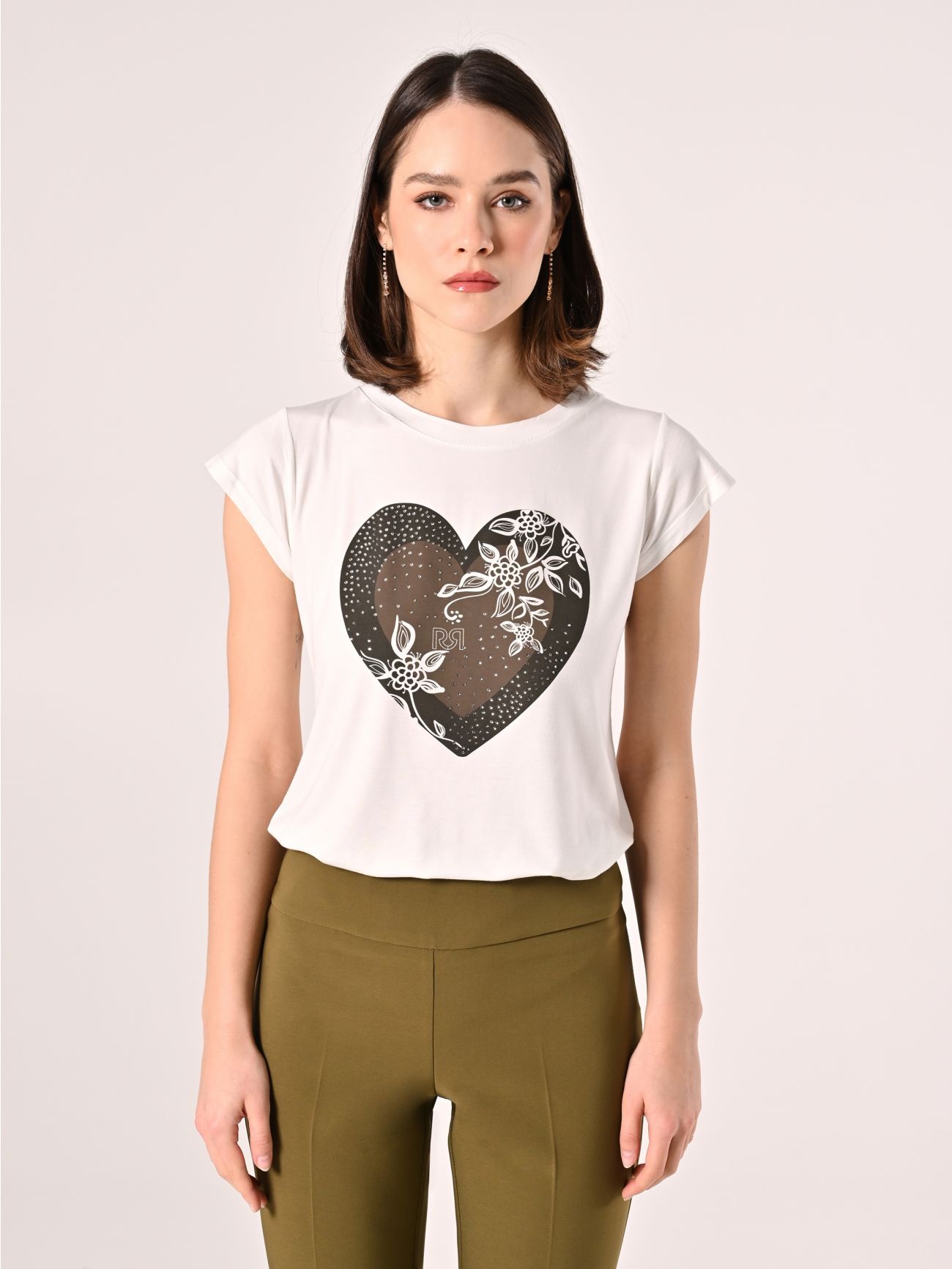 T-Shirt Bianca Cuore Strass det_2
