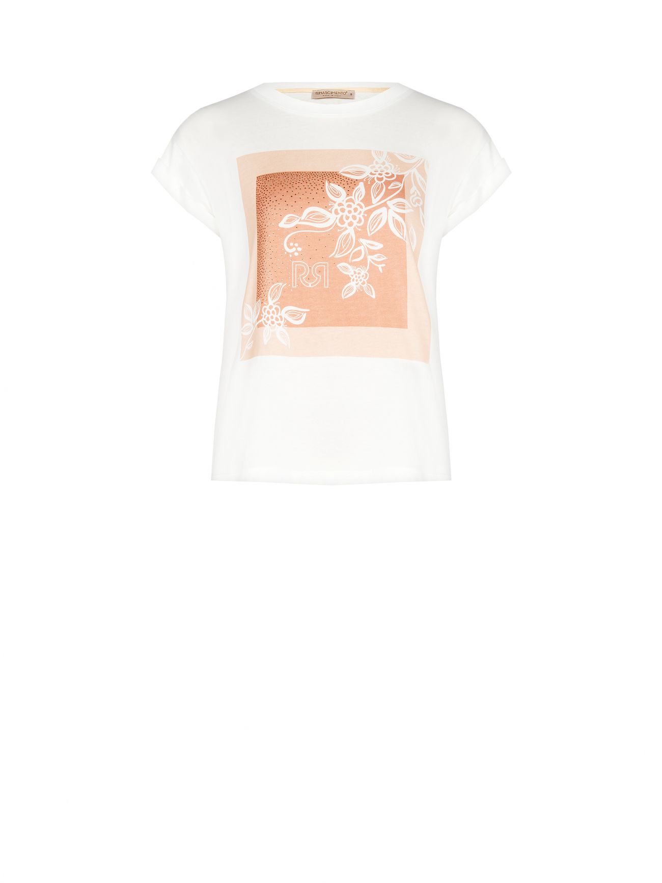 Bawełniany T-Shirt z nadrukiem z motywem róż i kryształków det_4