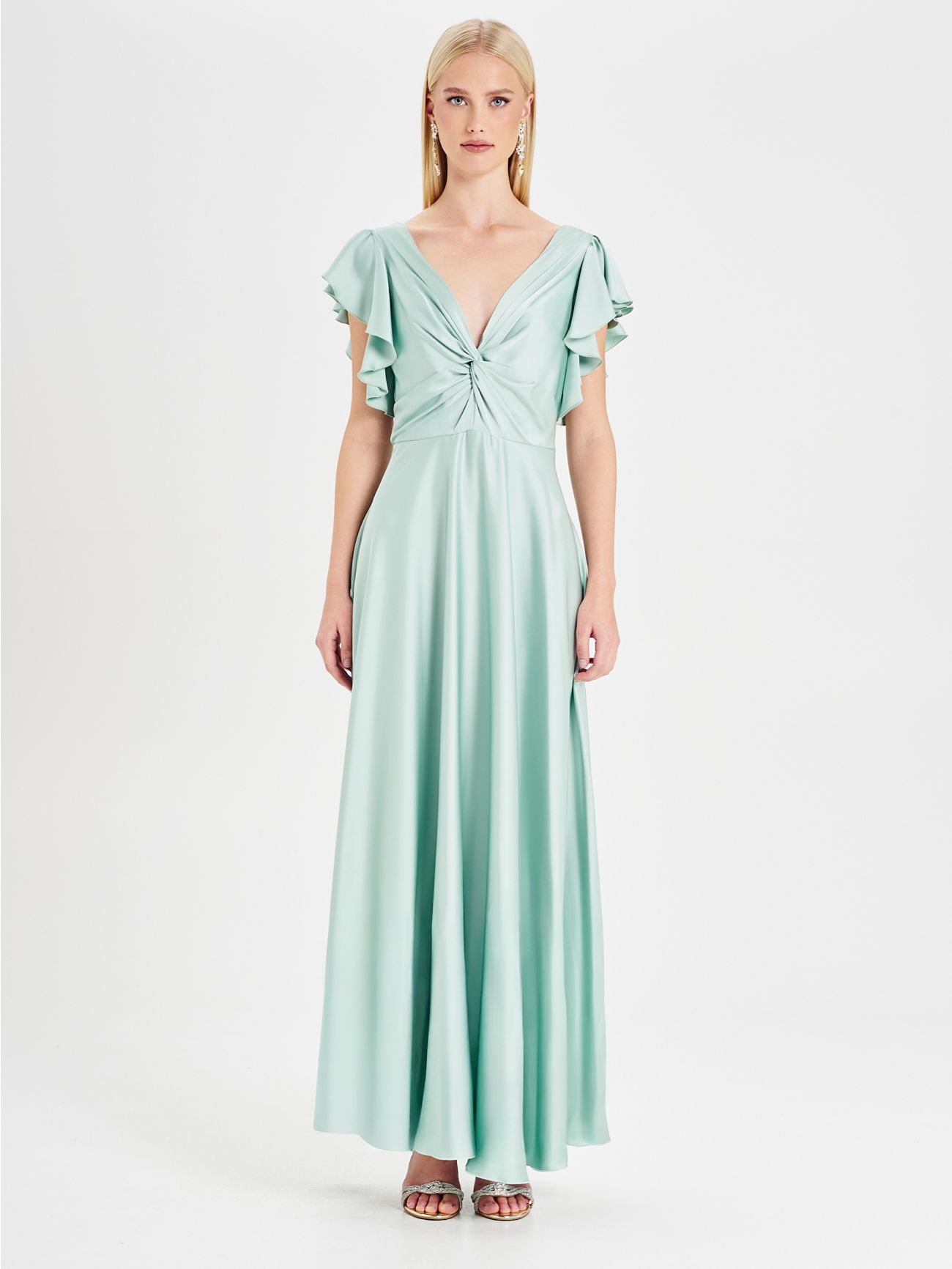 Rinascimento atelier Sage Green Knot Dress det_1
