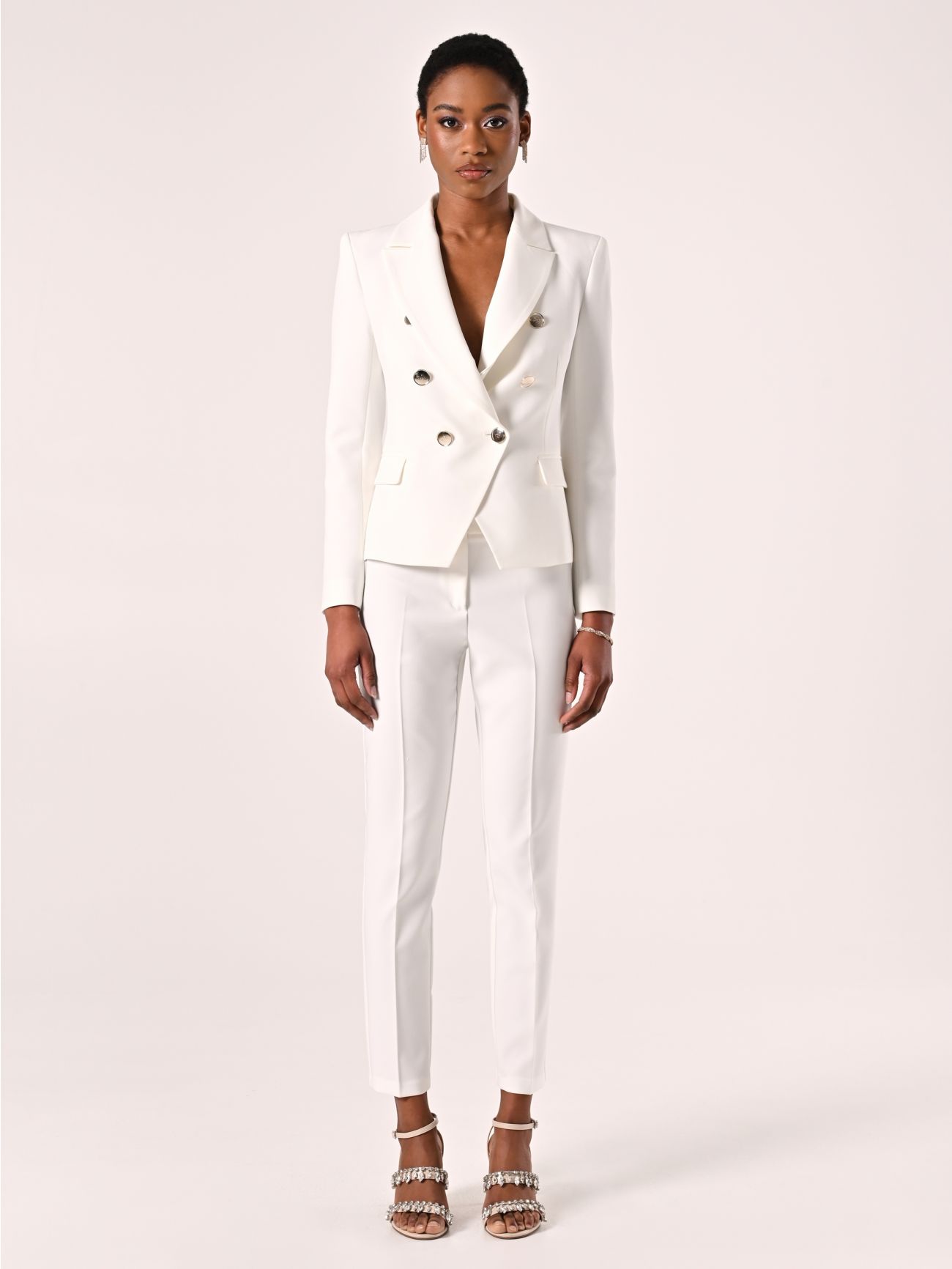 Trousers in White Technical Fabric det_1