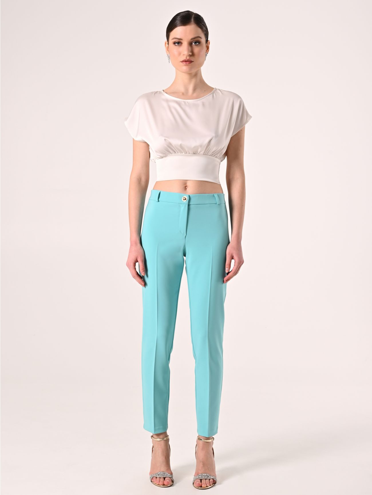 Aqua Green Trousers in Technical Fabric det_1