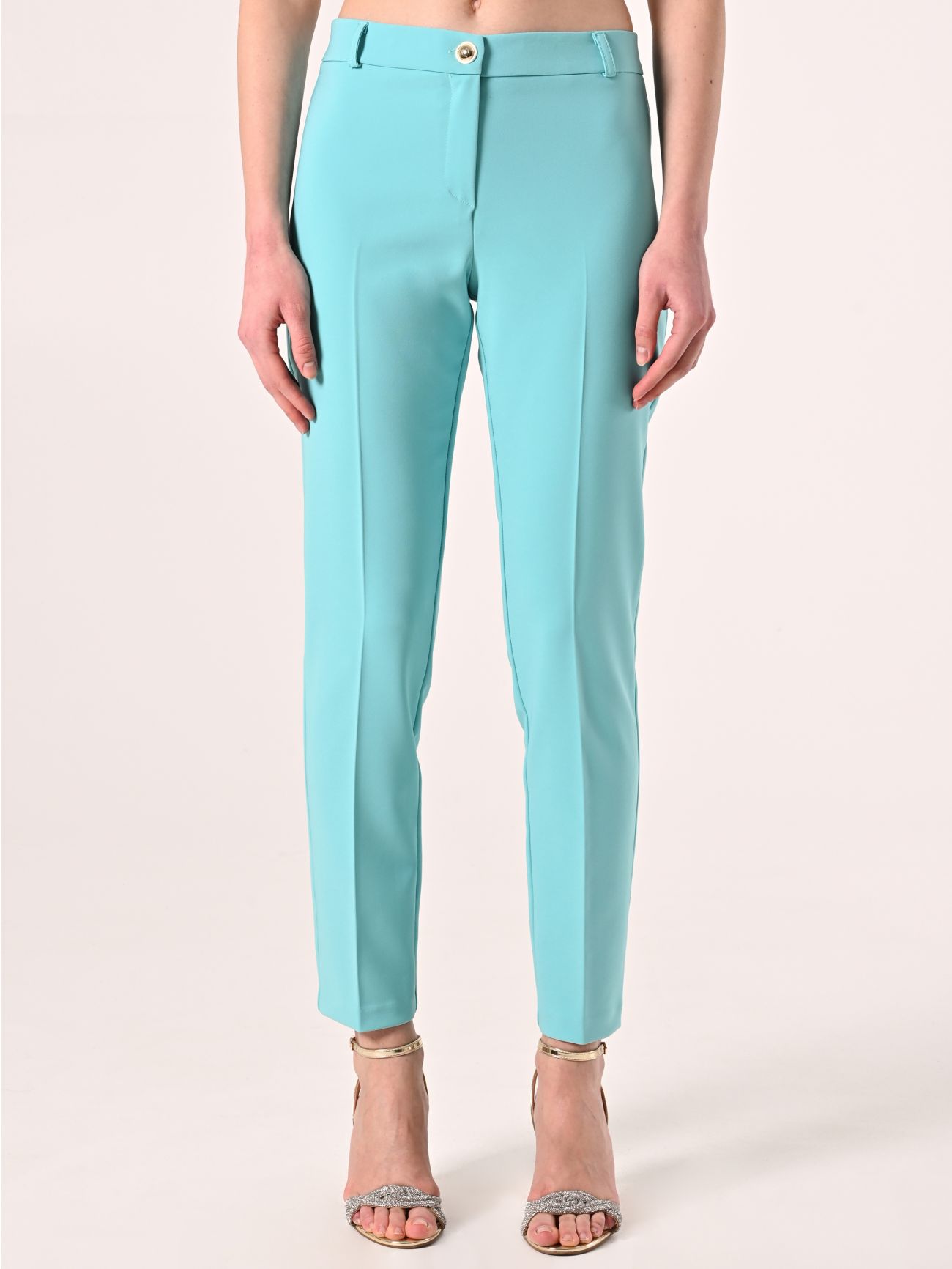 Aqua Green Trousers in Technical Fabric det_2