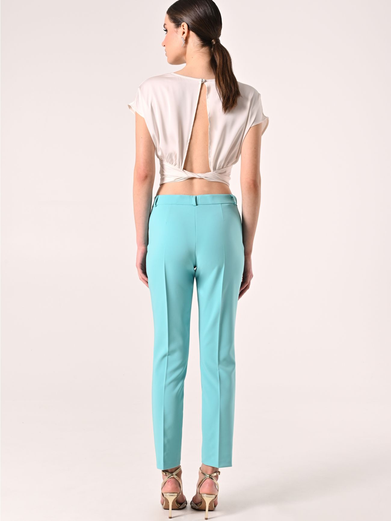 Aqua Green Trousers in Technical Fabric det_3