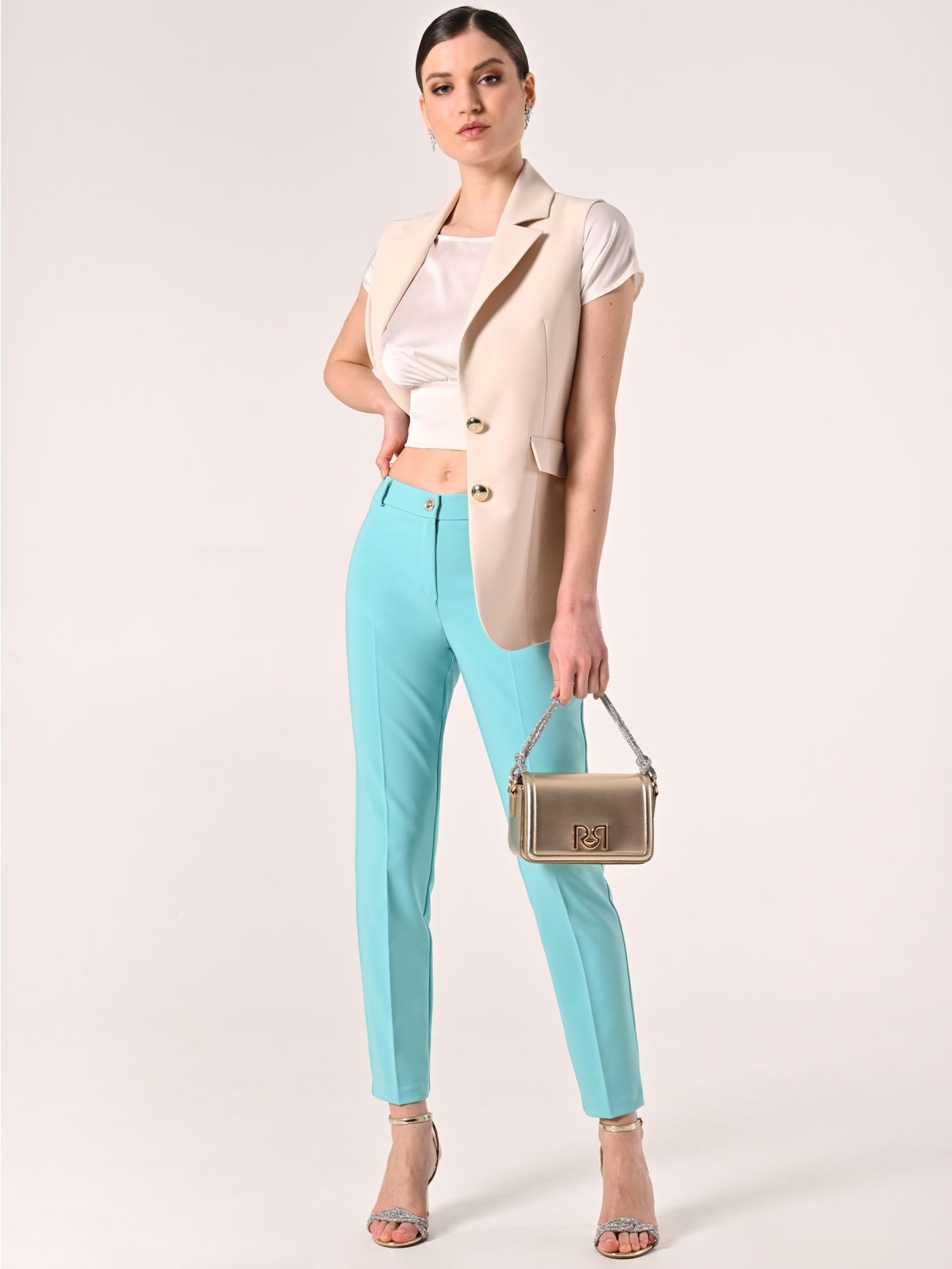 Aqua Green Trousers in Technical Fabric sp_e1